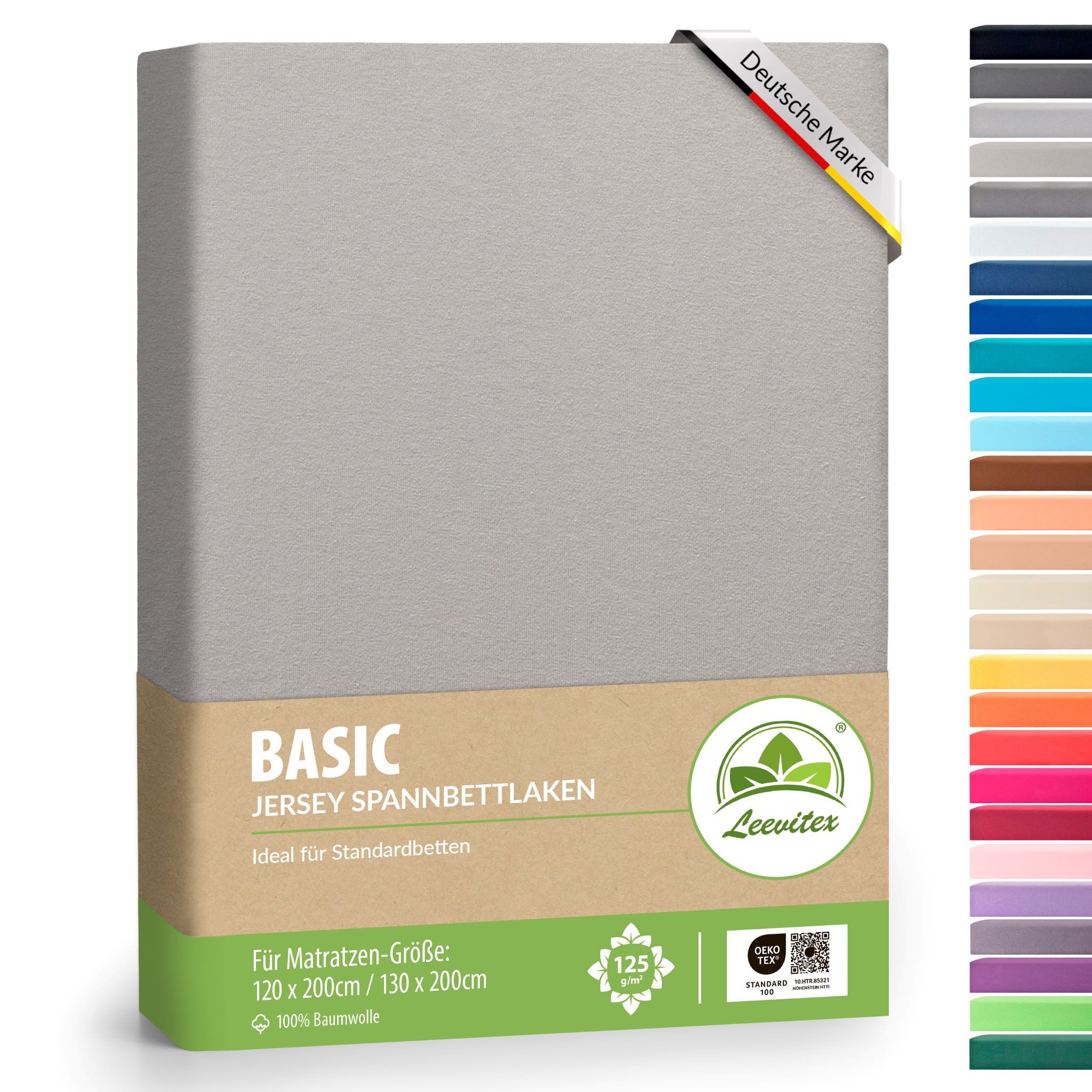 leevitex® Spannbettlaken Jersey aus 100% Baumwolle, für Kinder- & Standardmatratzen, Jersey, Gummizug: rundum, 100% Baumwolle, anschmiegsam & dehnbar, diverse Größen und Farben