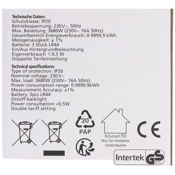 HEITECH Messgerät Energiekosten Digital zur Berechnung des Energieverbrauchs Computer-Kabel