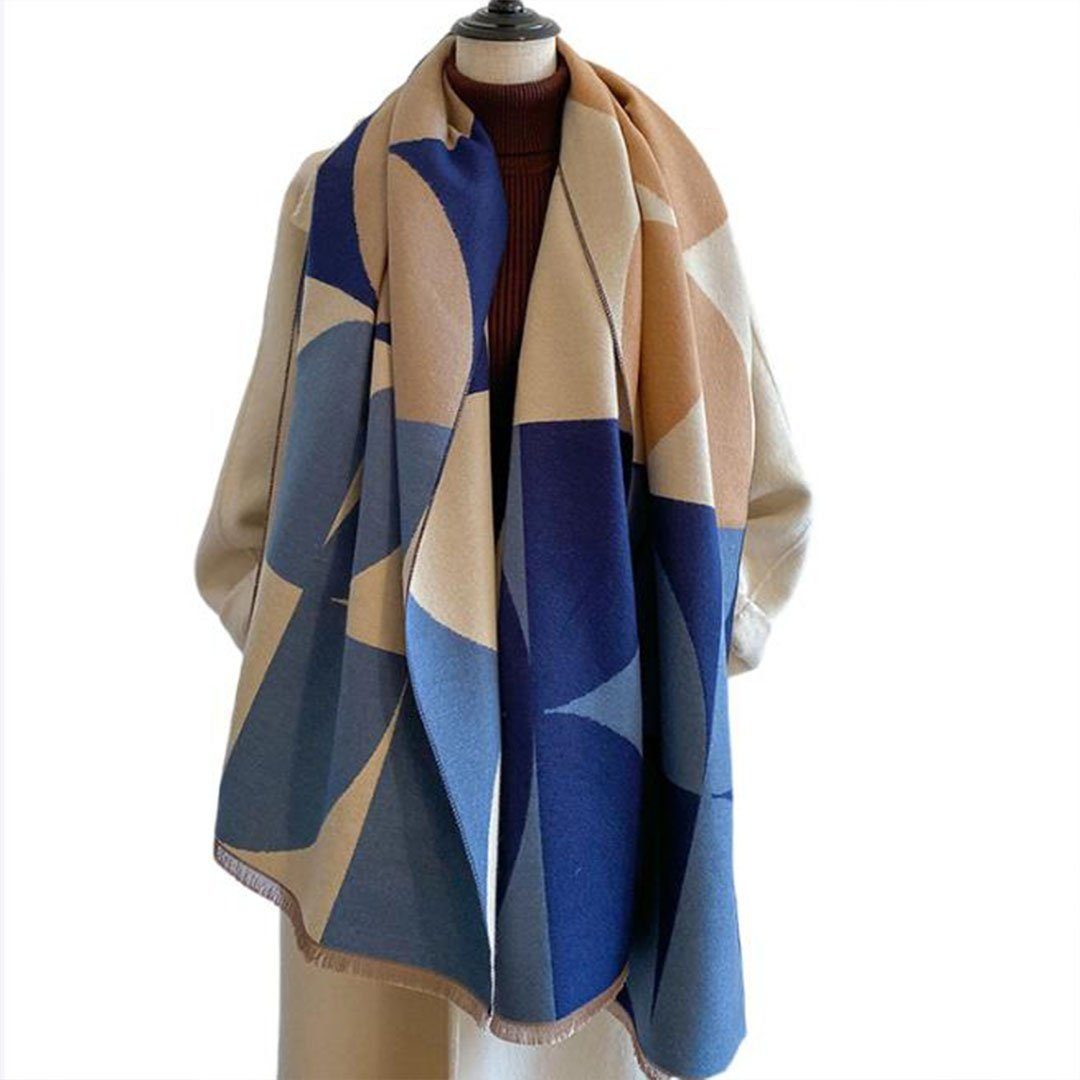 AUKUU Schal Halstuch Herbst und Winter Warme Doppelseitige Schal Schal für Frauen blau