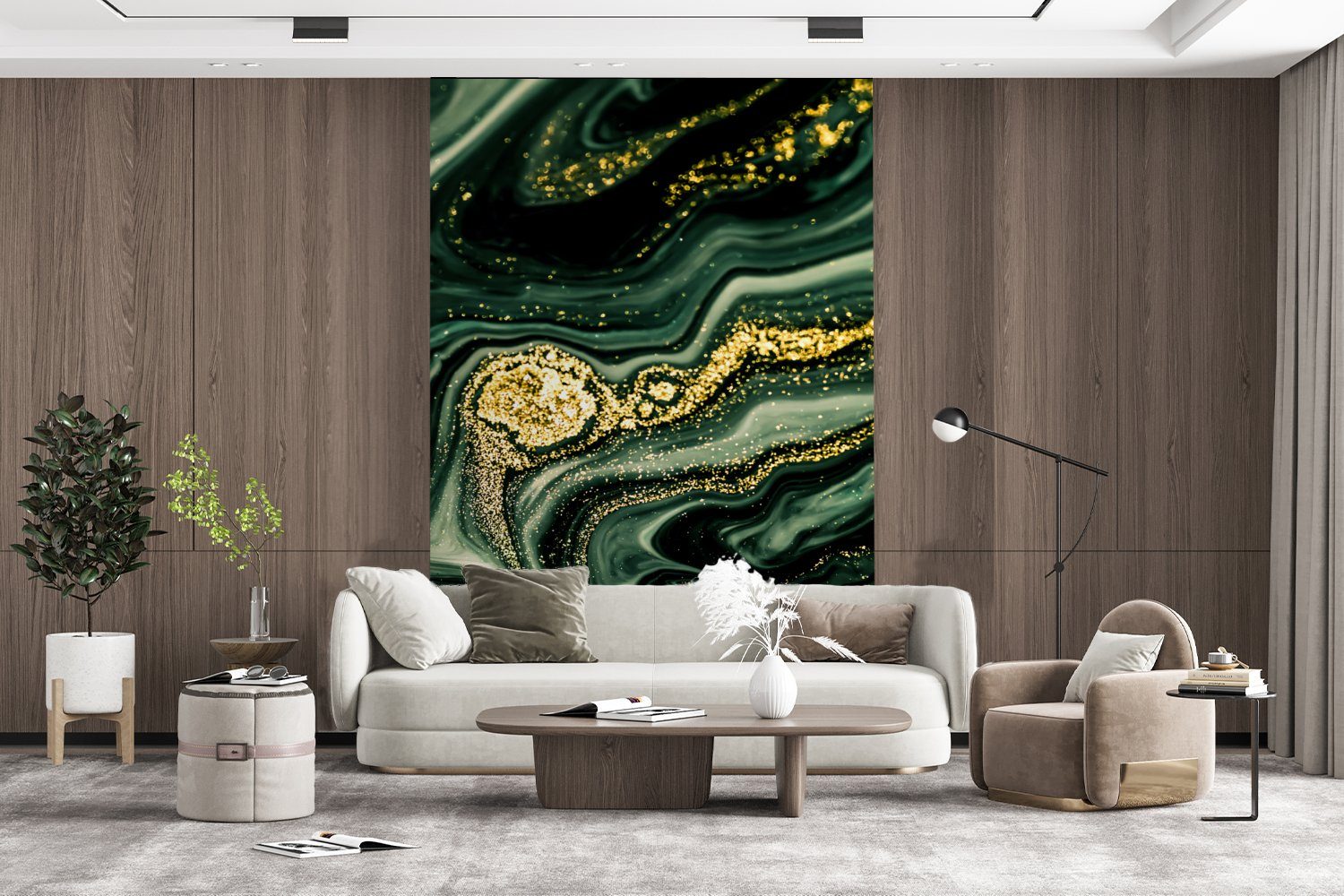 - Grün Luxus, - - Fototapete Marmor Gold Wandtapete für bedruckt, Montagefertig St), (3 Marmoroptik Matt, MuchoWow - Tapete Vinyl Glitter - Wohnzimmer,