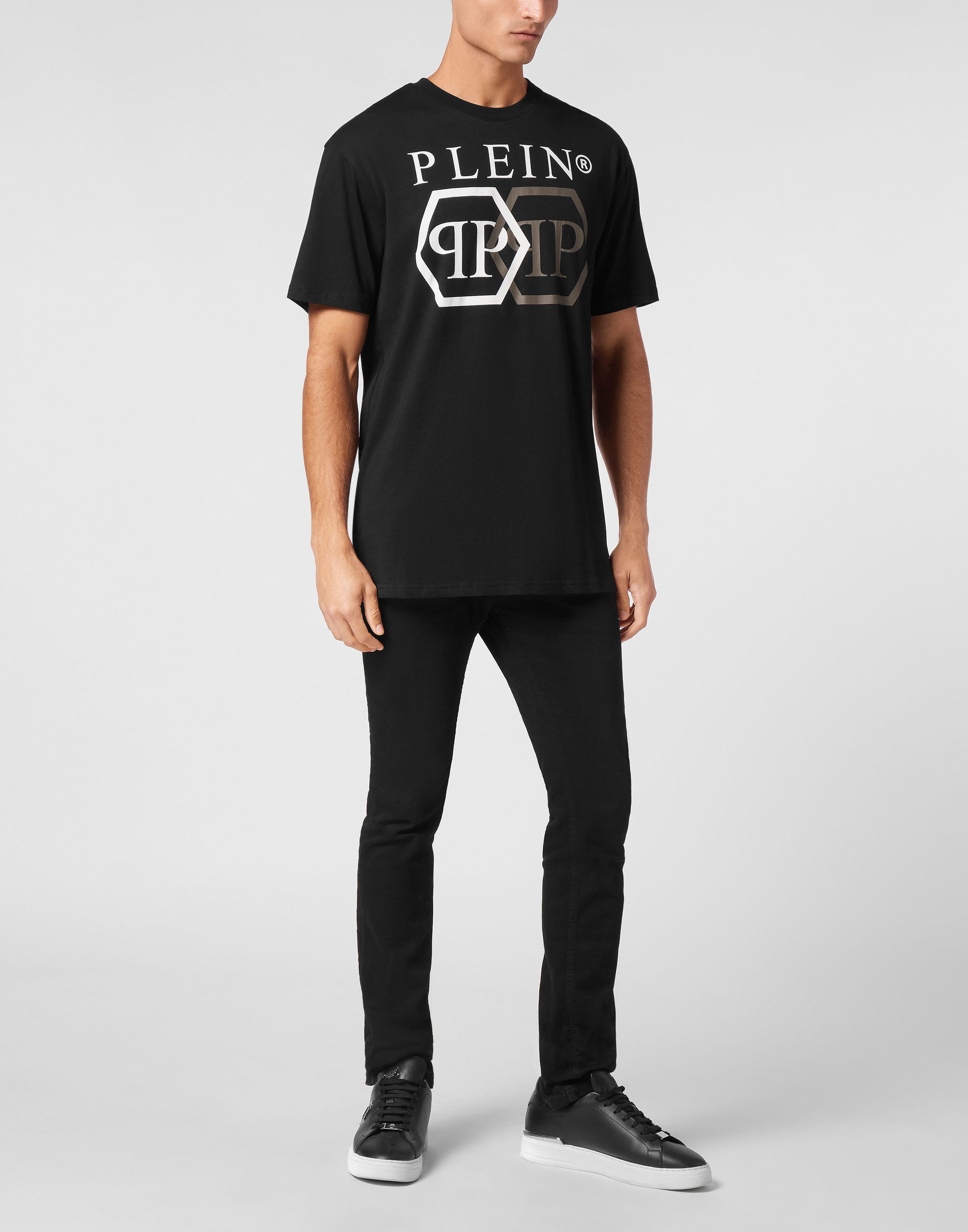 PHILIPP PLEIN T-Shirt Hexagon Mit Schmucksteinen