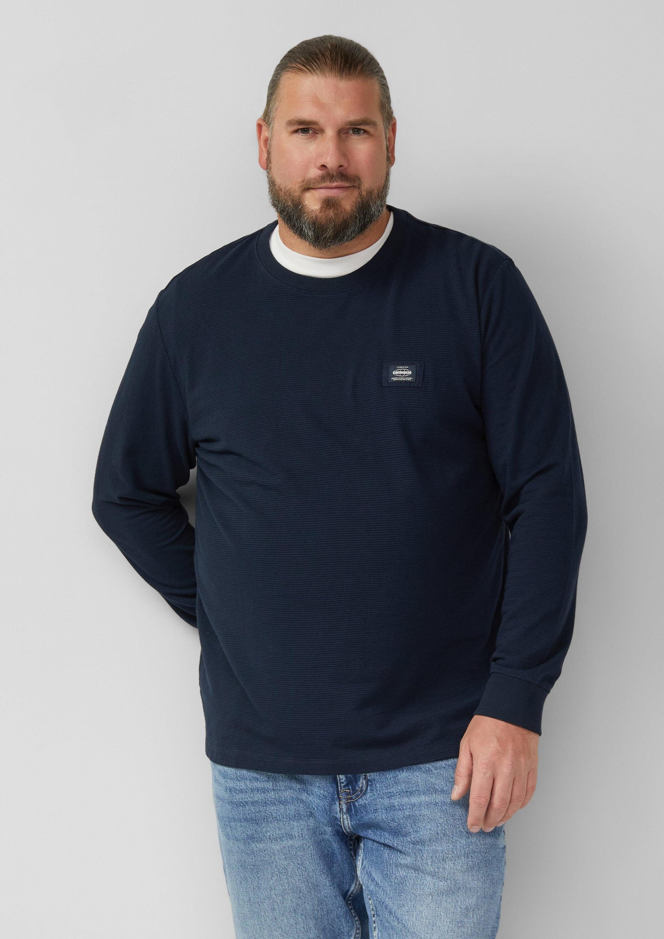 s.Oliver Langarmshirt T-Shirt Strukturiertes Longsleeve mit Ärmelbündchen