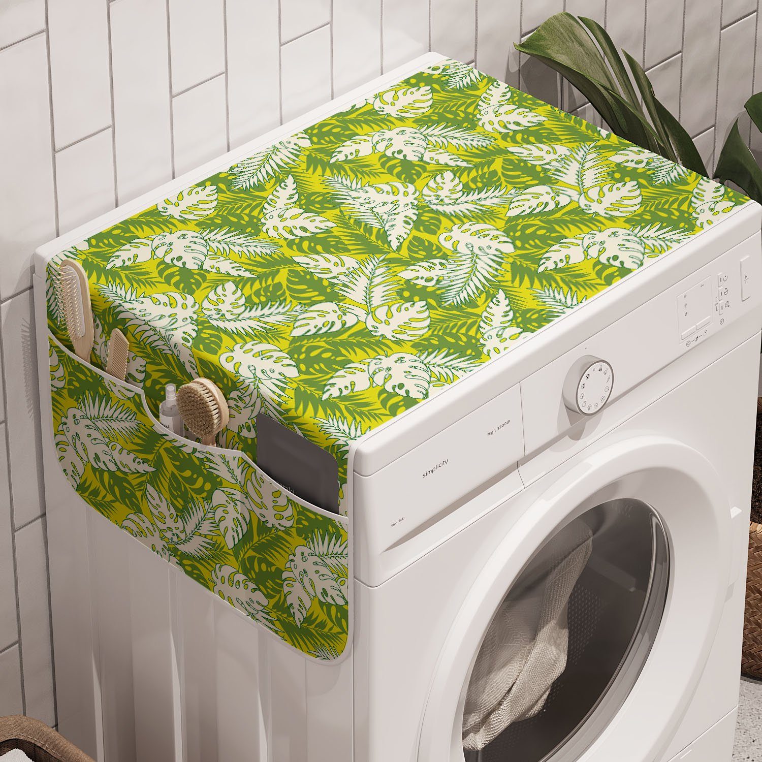 Abakuhaus Badorganizer Anti-Rutsch-Stoffabdeckung für Waschmaschine Blatt- Hawaiian Trockner, Exotisch und tropische