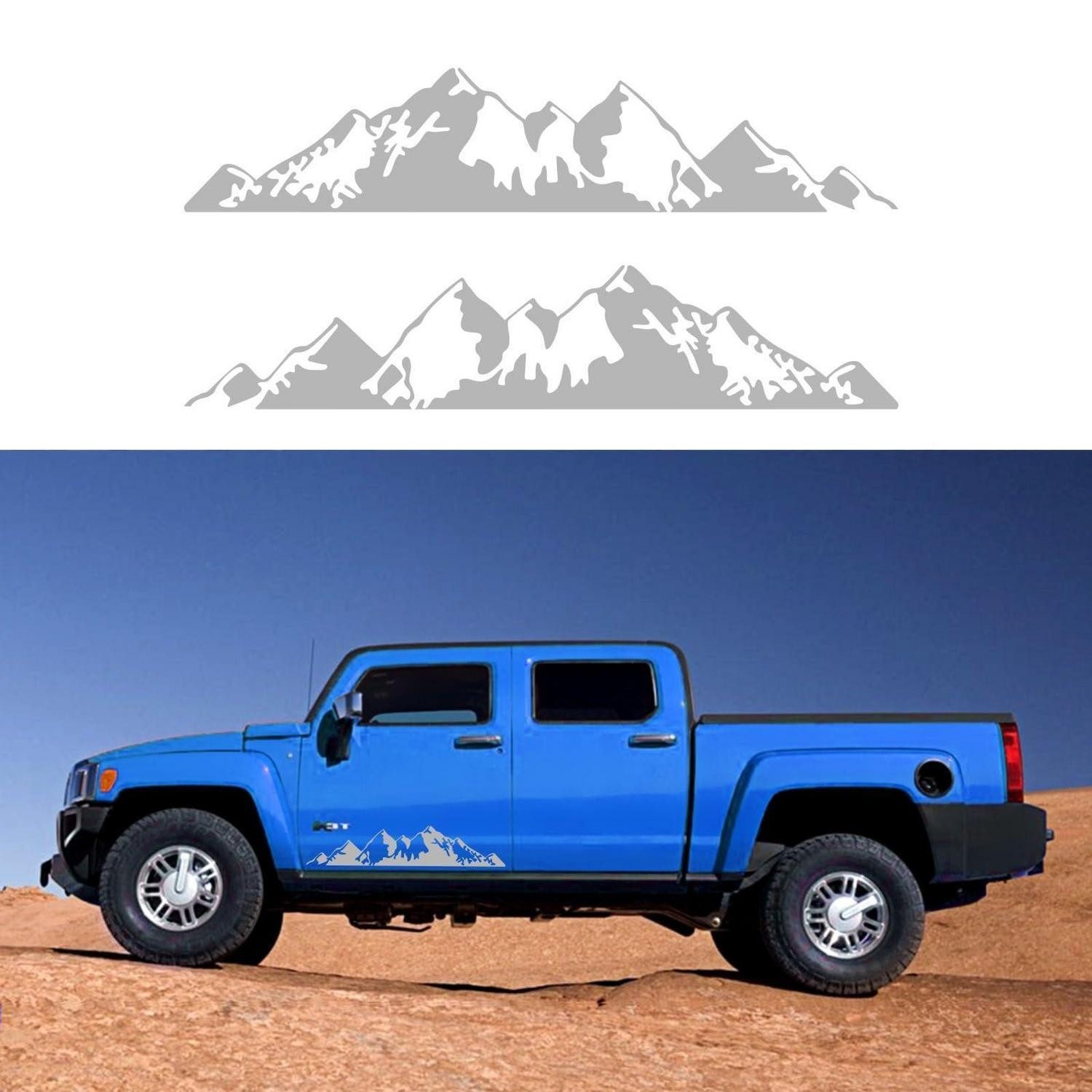 LuxusKollektion Aufkleber Autoaufkleber Mountain Berg Vinyl Grafik SUV Truck Offroad Small Gray