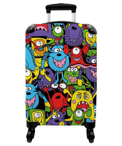 NoBoringSuitcases.com© Kinderkoffer 55x35x20cm Muster - Monster - Lustig - Abstrakt - Mädchen - Jungen, 4 Rollen, Reisetasche mit rollen, Handgepäck für Ferien, Kindertrolley, Koffer