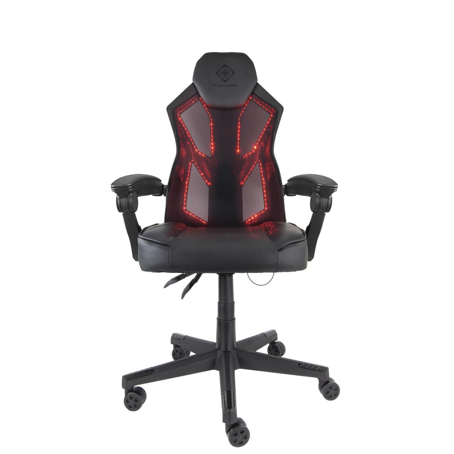 DELTACO Gaming-Stuhl Gaming Stuhl mit RGB-Beleuchtung (kein Set), inkl. 5 Jahre Herstellergarantie | Stühle