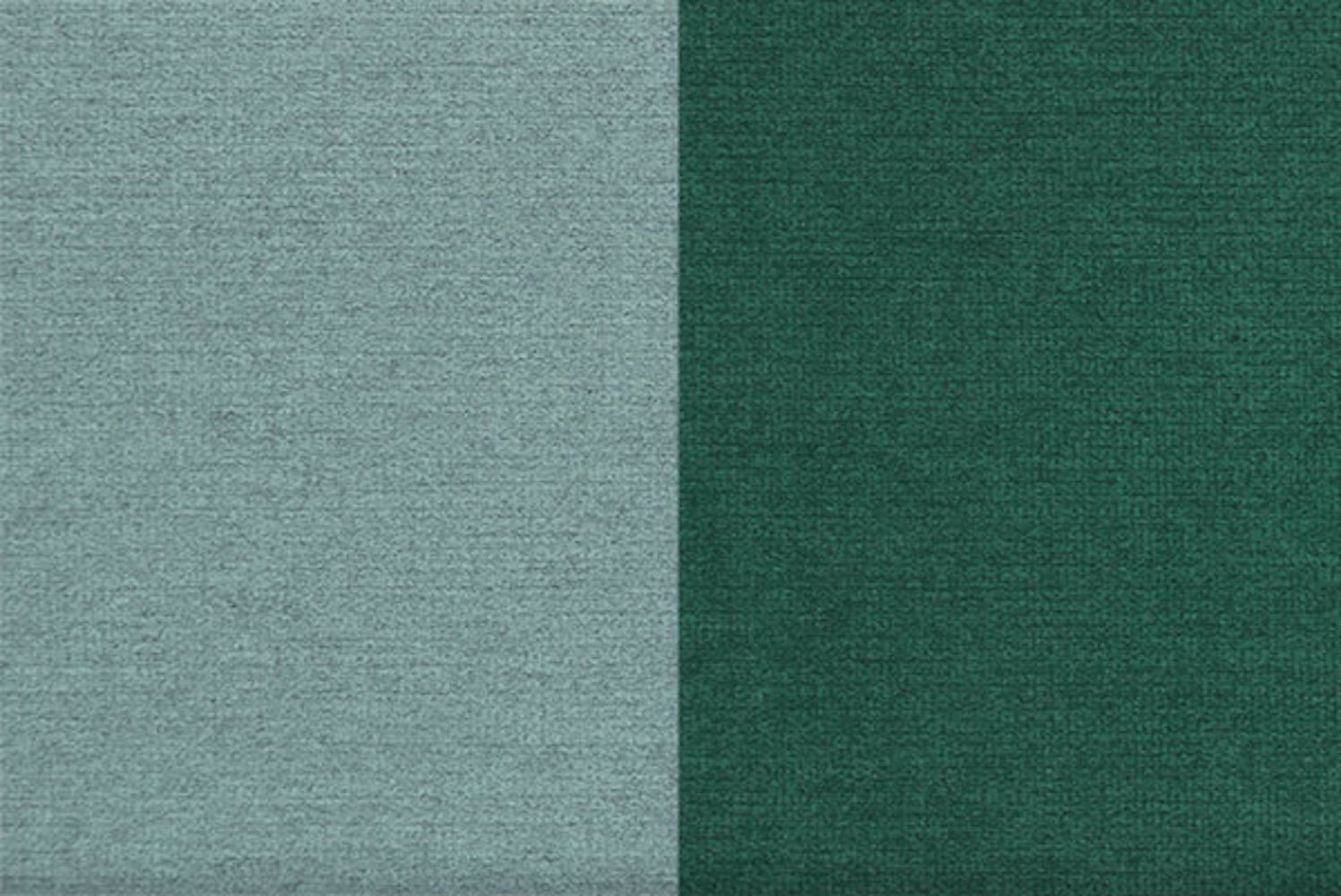 mit III, wählbar Farbe Ecksofa dunkelgrün 314cm und Schlaffunktion mint, Margo Feldmann-Wohnen und Bettkasten Ausführung Ziernaht