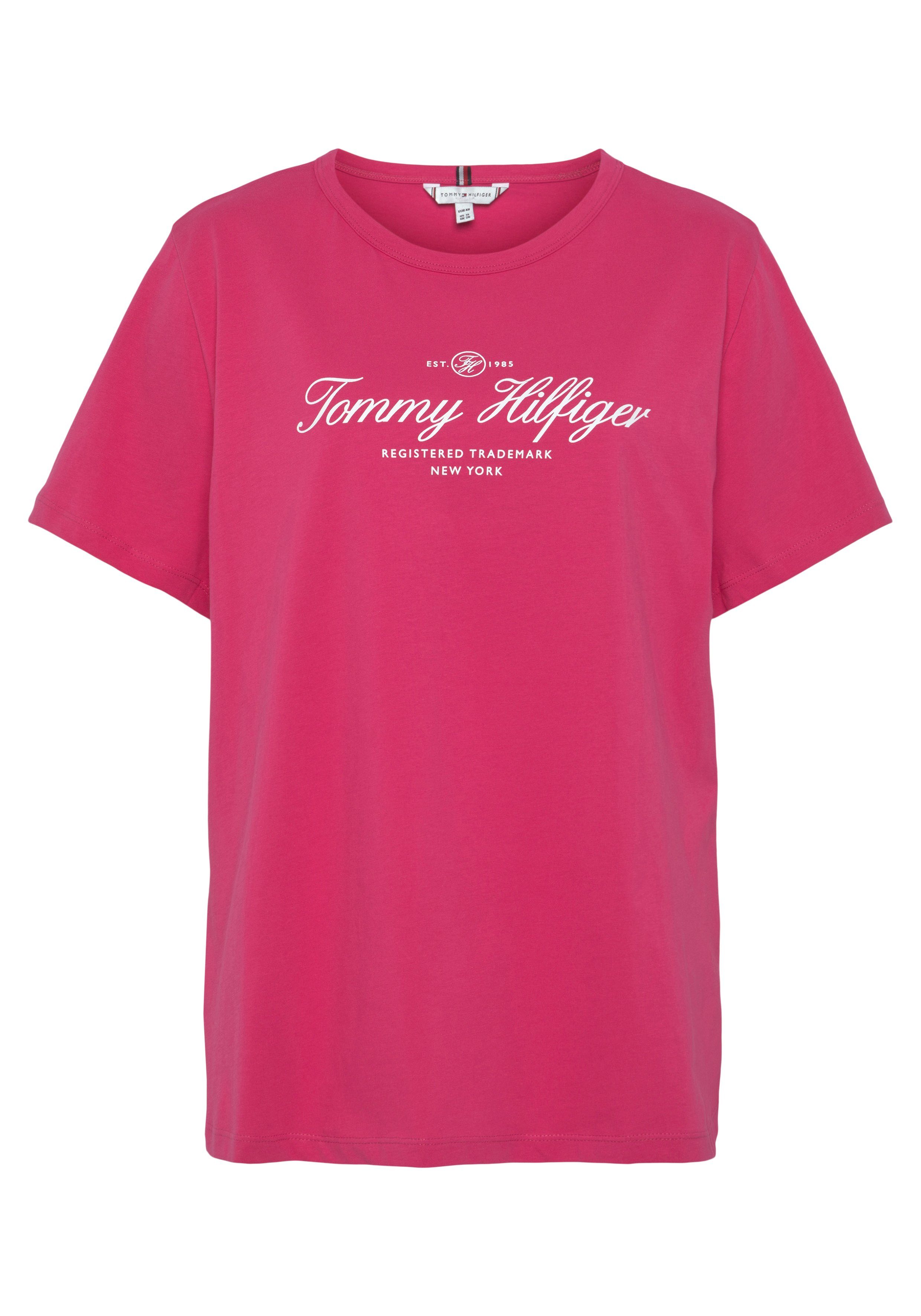 Tommy Hilfiger Curve Rundhalsshirt CRV SLIM SIGNATURE C NK 1/2 SLV PLUS  SIZE CURVE,mit Tommy Hilfgier Signature Logo-Schriftzug