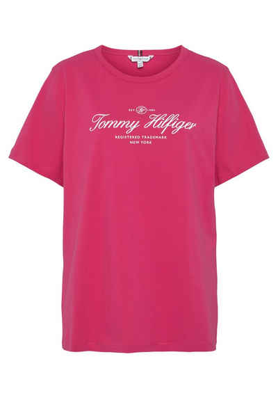 Tommy Hilfiger Curve Rundhalsshirt CRV SLIM SIGNATURE C NK 1/2 SLV PLUS SIZE CURVE,mit Tommy Hilfgier Signature Logo-Schriftzug