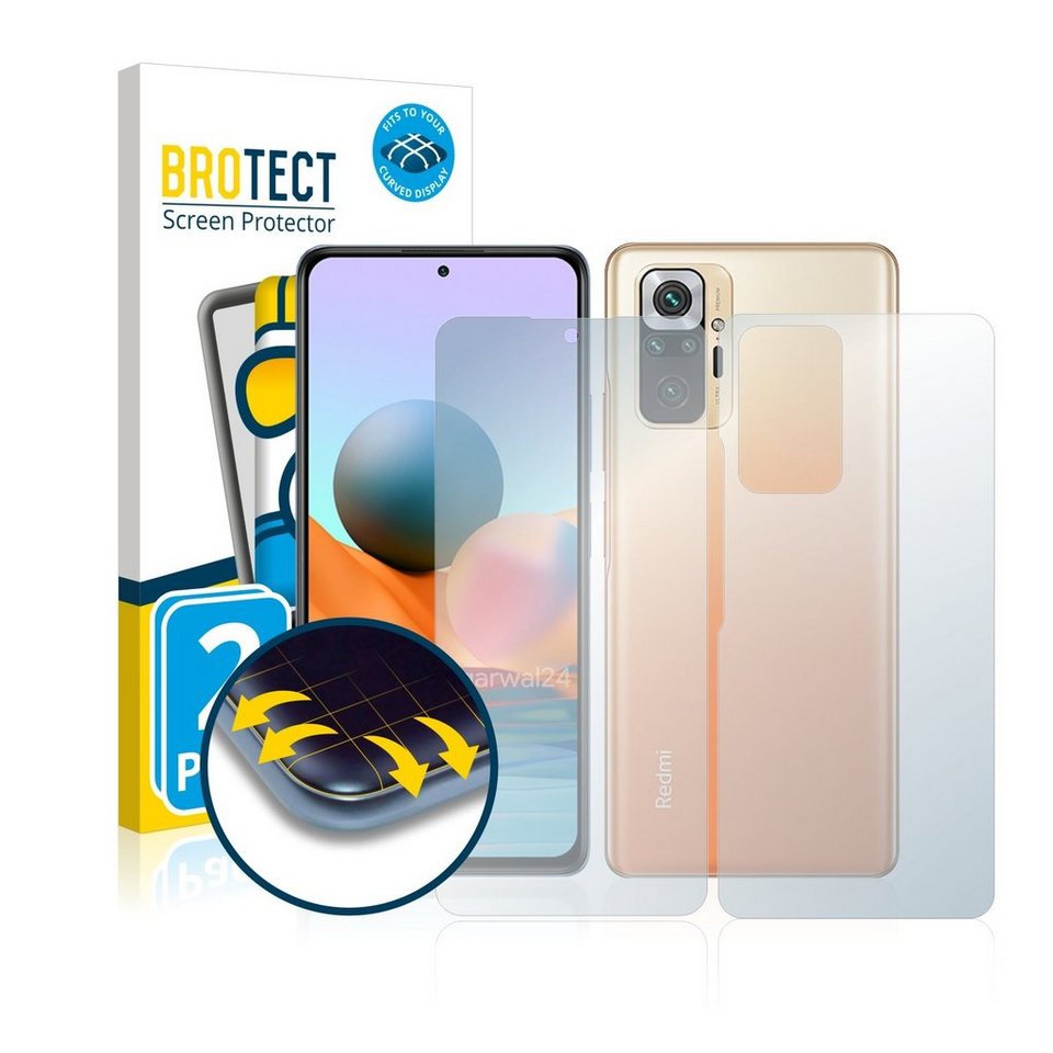 Xiaomi Redmi Note 10 Pro Schutzfolie Ab Werk BROTECT Full-Screen Schutzfolie für Xiaomi Redmi Note 10 Pro Max