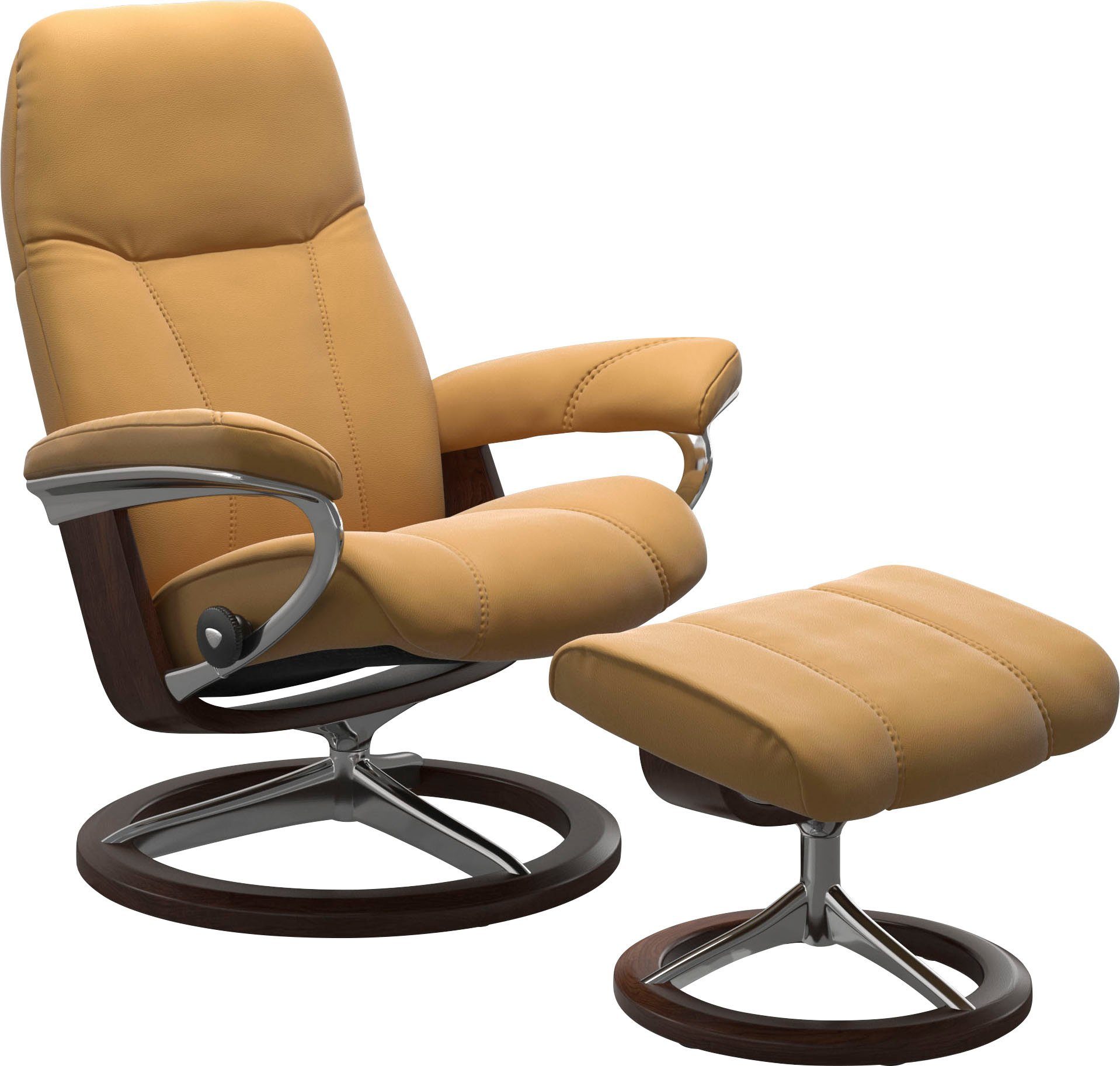 Stressless® Relaxsessel Consul (Set, Relaxsessel mit Hocker), mit Hocker, mit Signature Base, Größe M, Gestell Braun