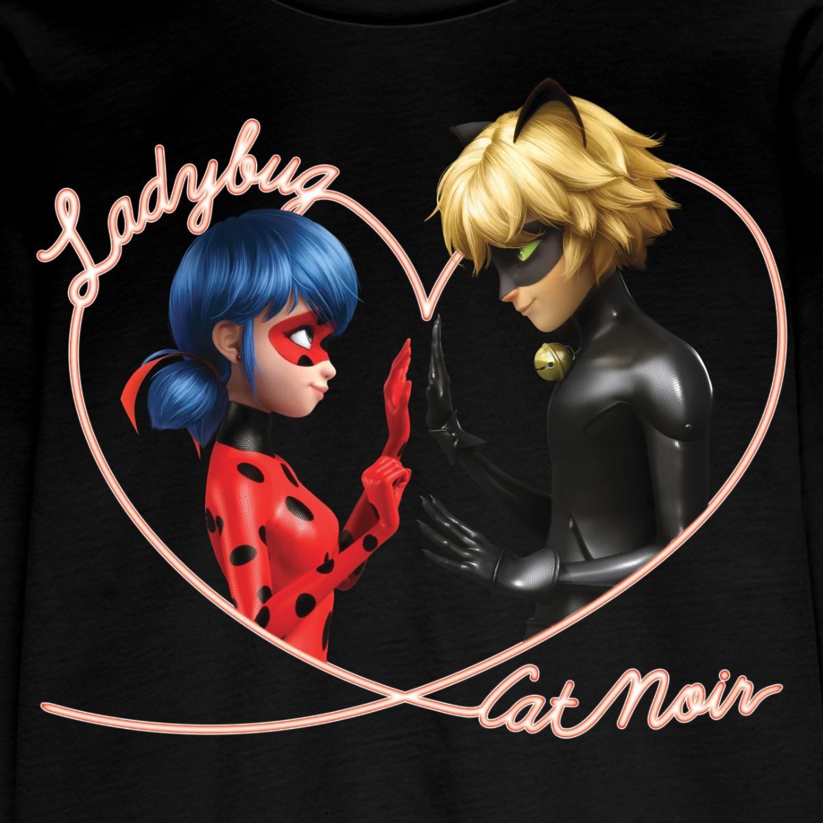 Spreadshirt T-Shirt Miraculous Ladybug Und Cat Noir Herz Kinder Premium Langarmshirt (1-tlg)