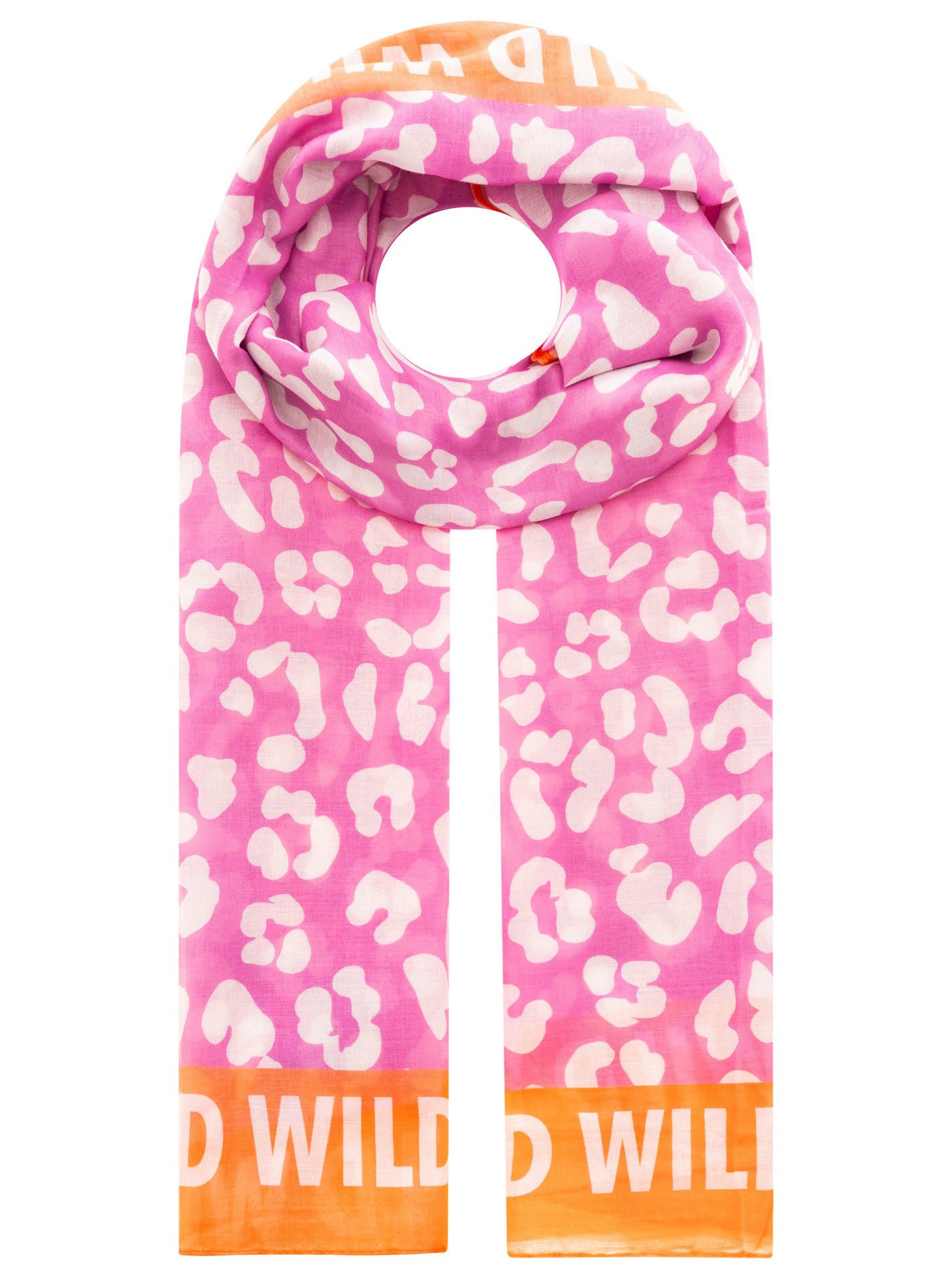 Zwillingsherz Schal "Leo Dreams", Leomuster und Schriftzug, transparenter Look