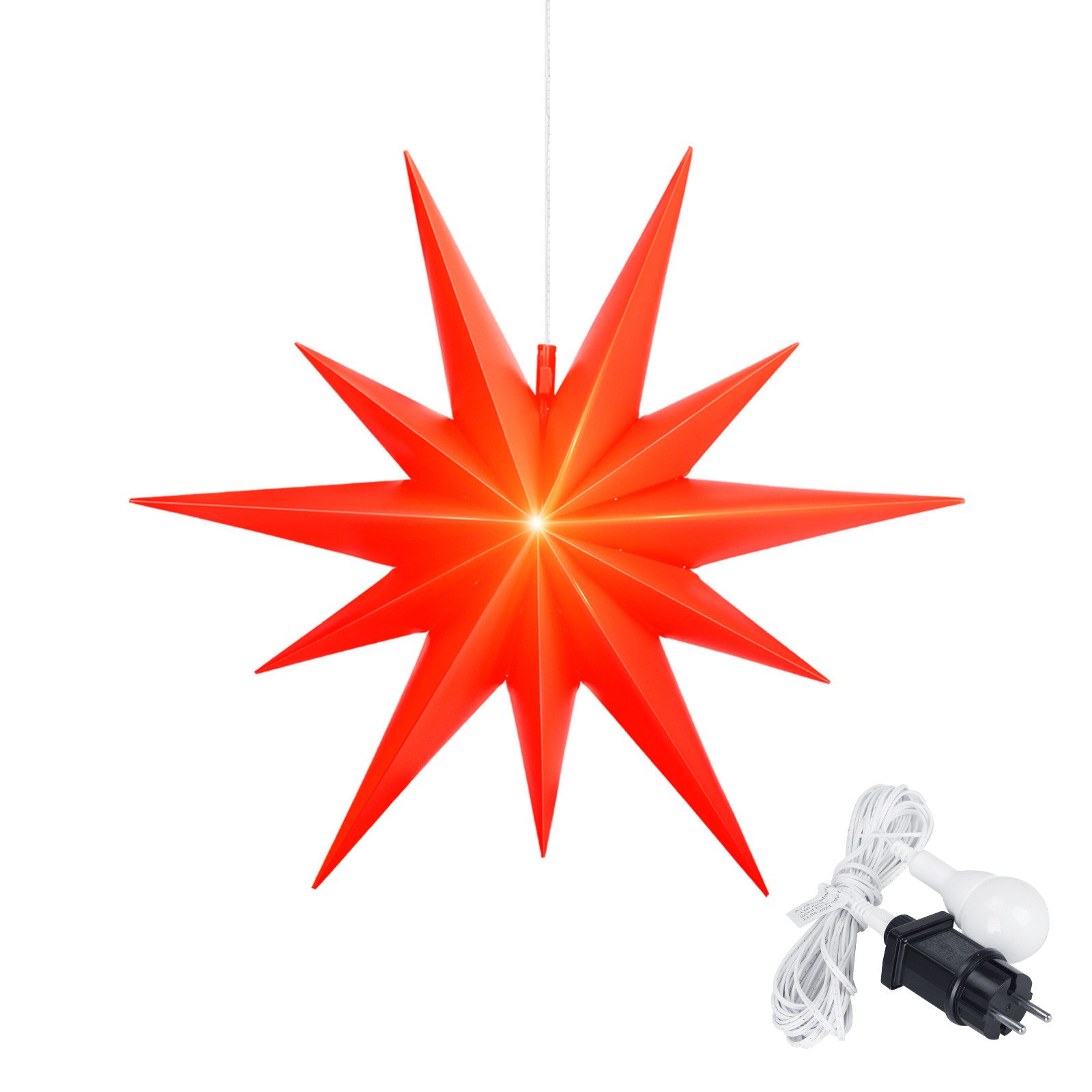 ovilum LED Stern Leuchtstern, aus Kunststoff in Rot zur