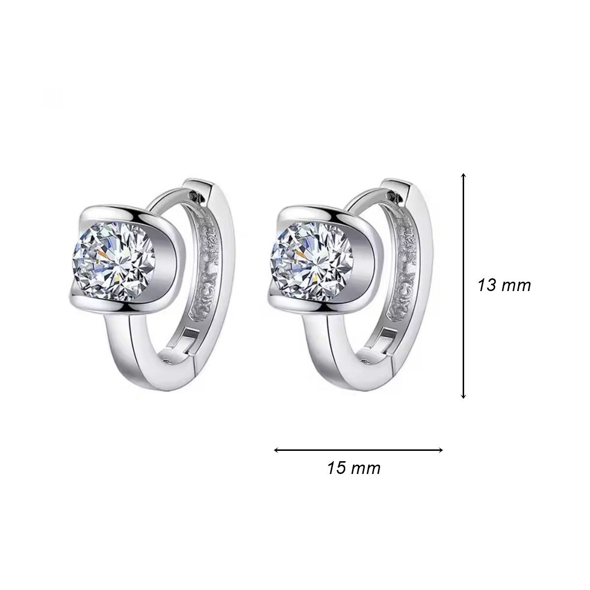 ELLAWIL Paar Creolen Ohrschmuck Damenohrringe Zirkonia Creole Ohrcreolen Glitzerstein (GESCHENKIDEE, Sterling Silber 925), inklusive Geschenkschachtel
