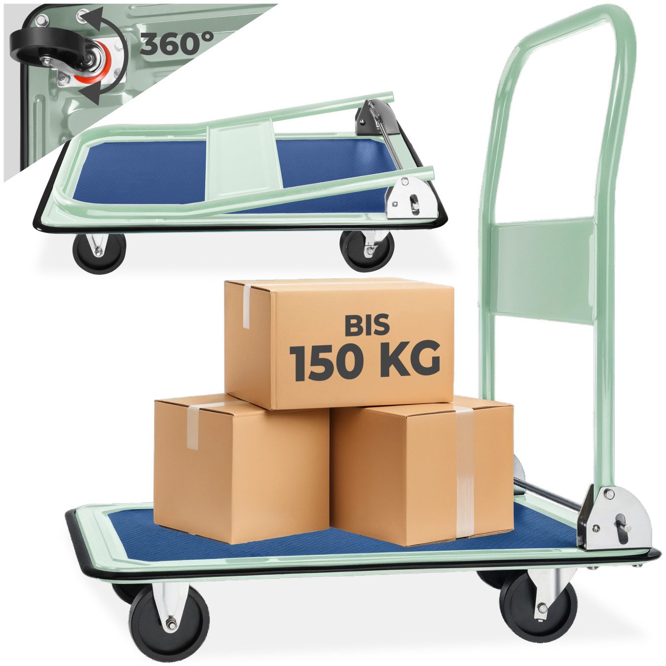 tectake Handwagen Plattformwagen, (Set), klappbarer Handgriff