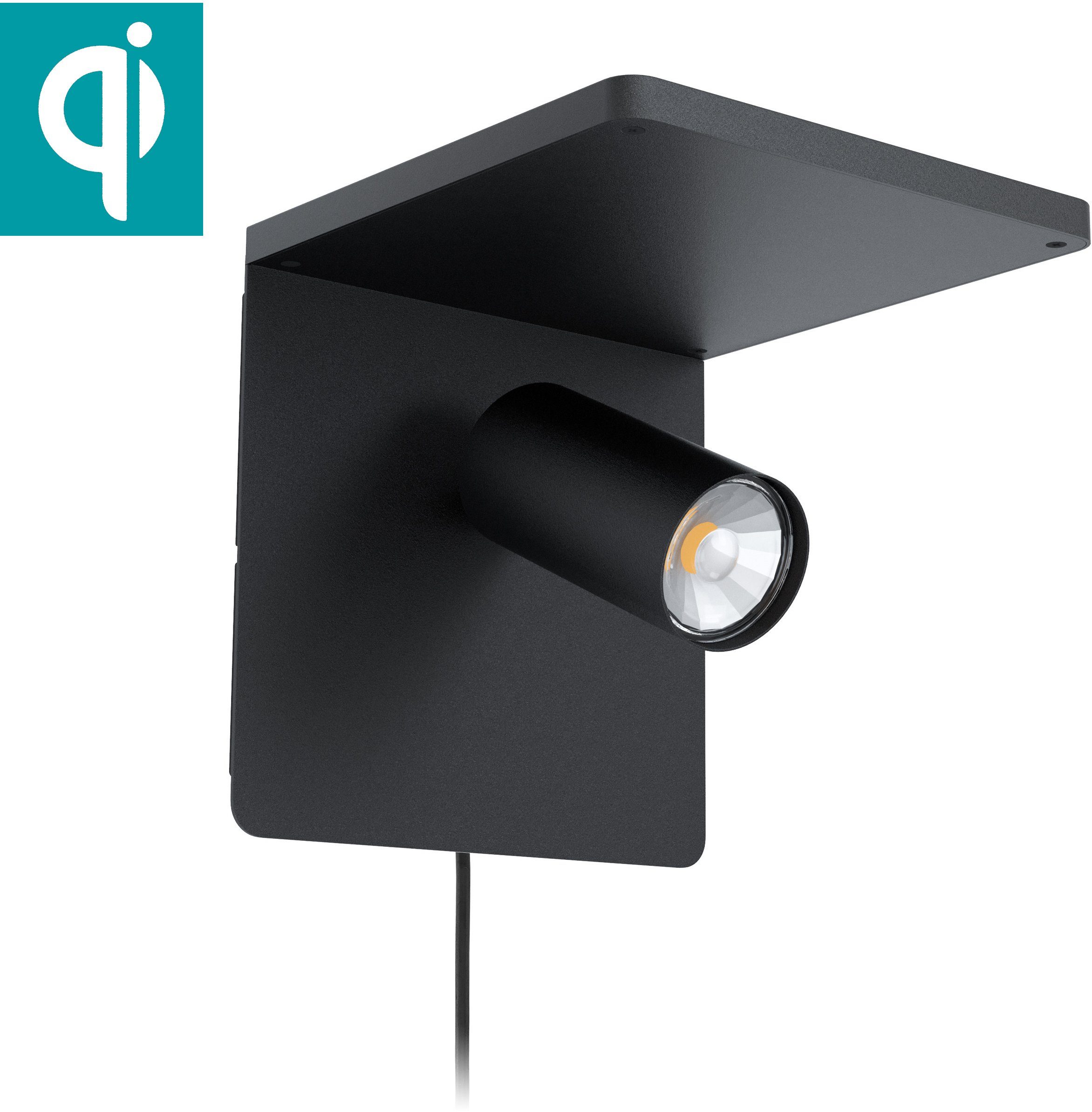 EGLO Wandleuchte CIGLIE, LED wechselbar, Warmweiß, QI-charger