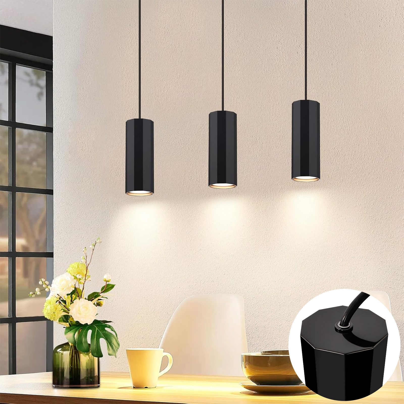 Nettlife Pendelleuchte Hängelampe GU10 Wohnzimmer Pendelleuchte Modern, höhenverstellbar, LED wechselbar, Wohnzimmer Küche Schlafzimmer