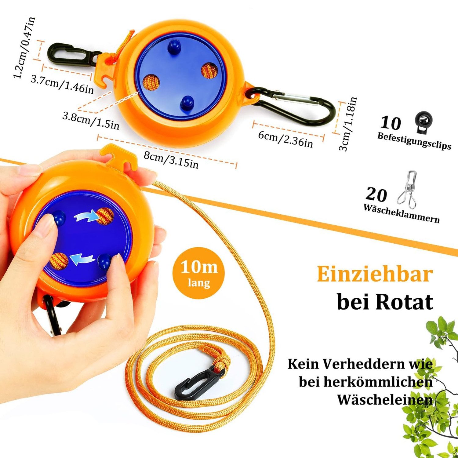 NUODWELL Wand-Wäscheleine Ausziehbar, Camping Tragbare 10m Wäscheschnur Out günstig online kaufen