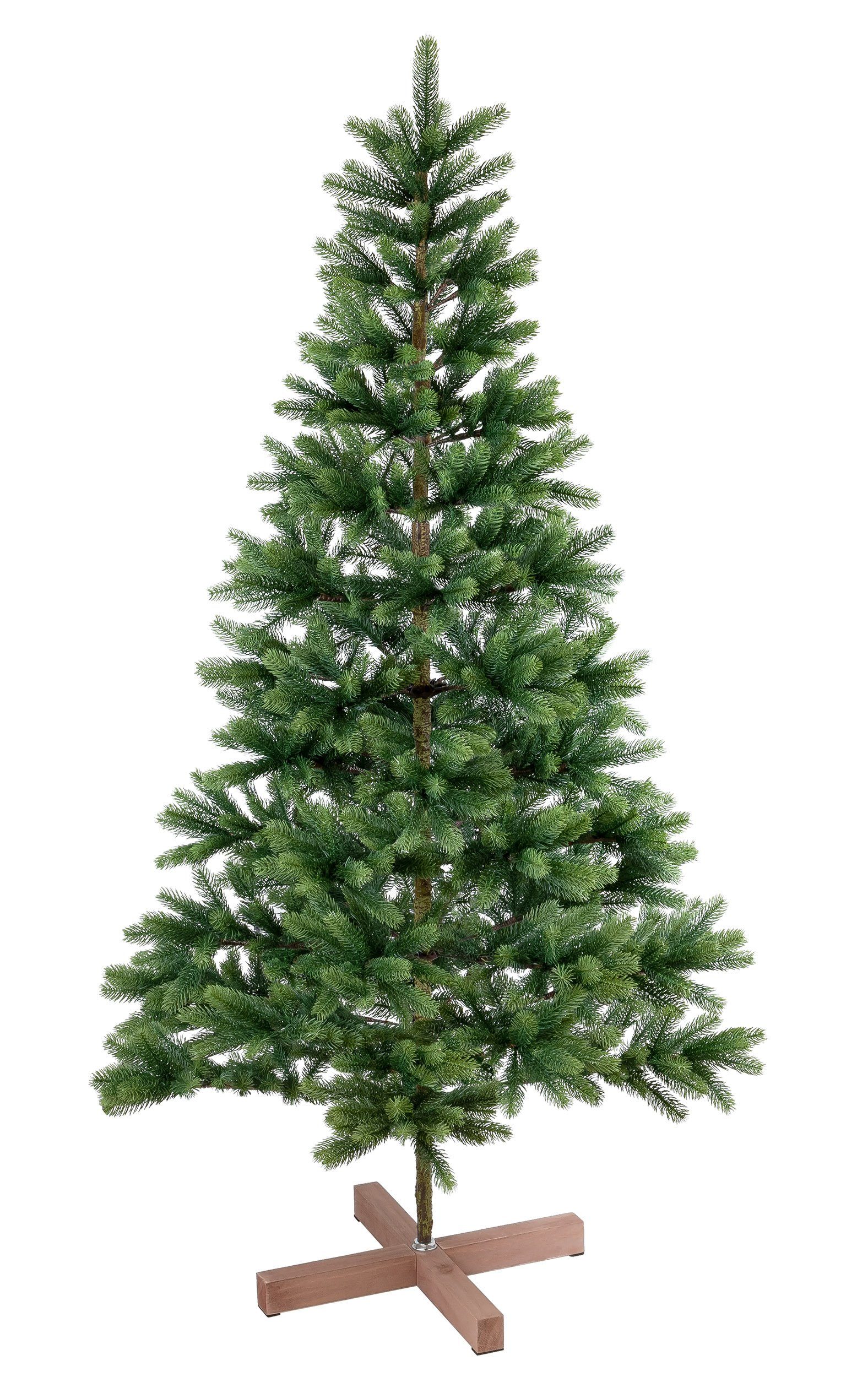 kamelshopping Künstlicher Weihnachtsbaum 180 cm naturgetreuer künstlicher XL Weihnachtsbaum, Künstliche Normanntanne, Nordmanntannen-Optik, ca. 922 Äste, PE Nadeln, Holz Baumständer