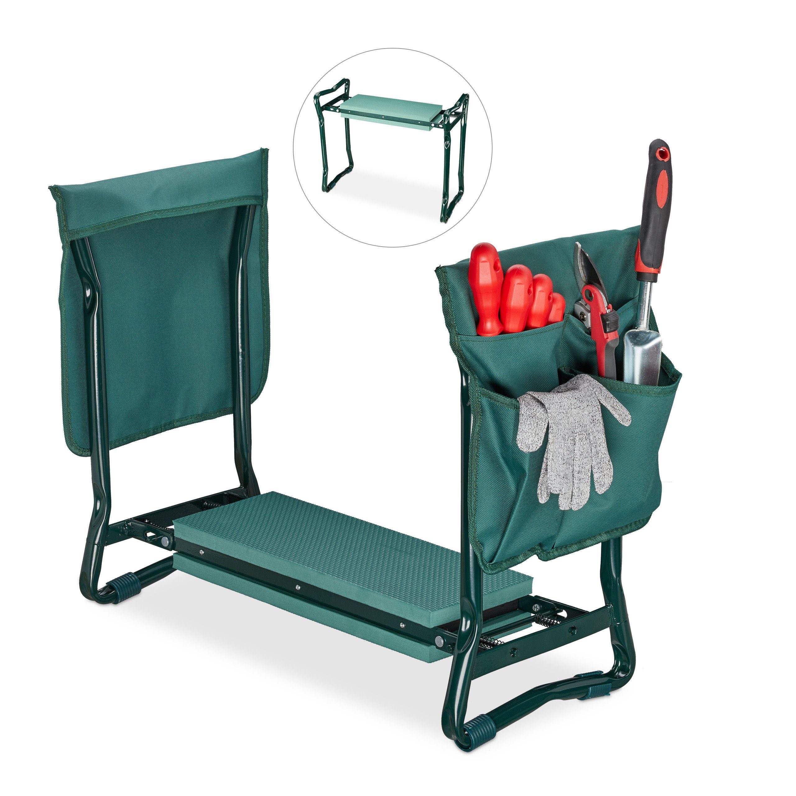 relaxdays Arbeitshocker Kniebank mit Taschen günstig online kaufen