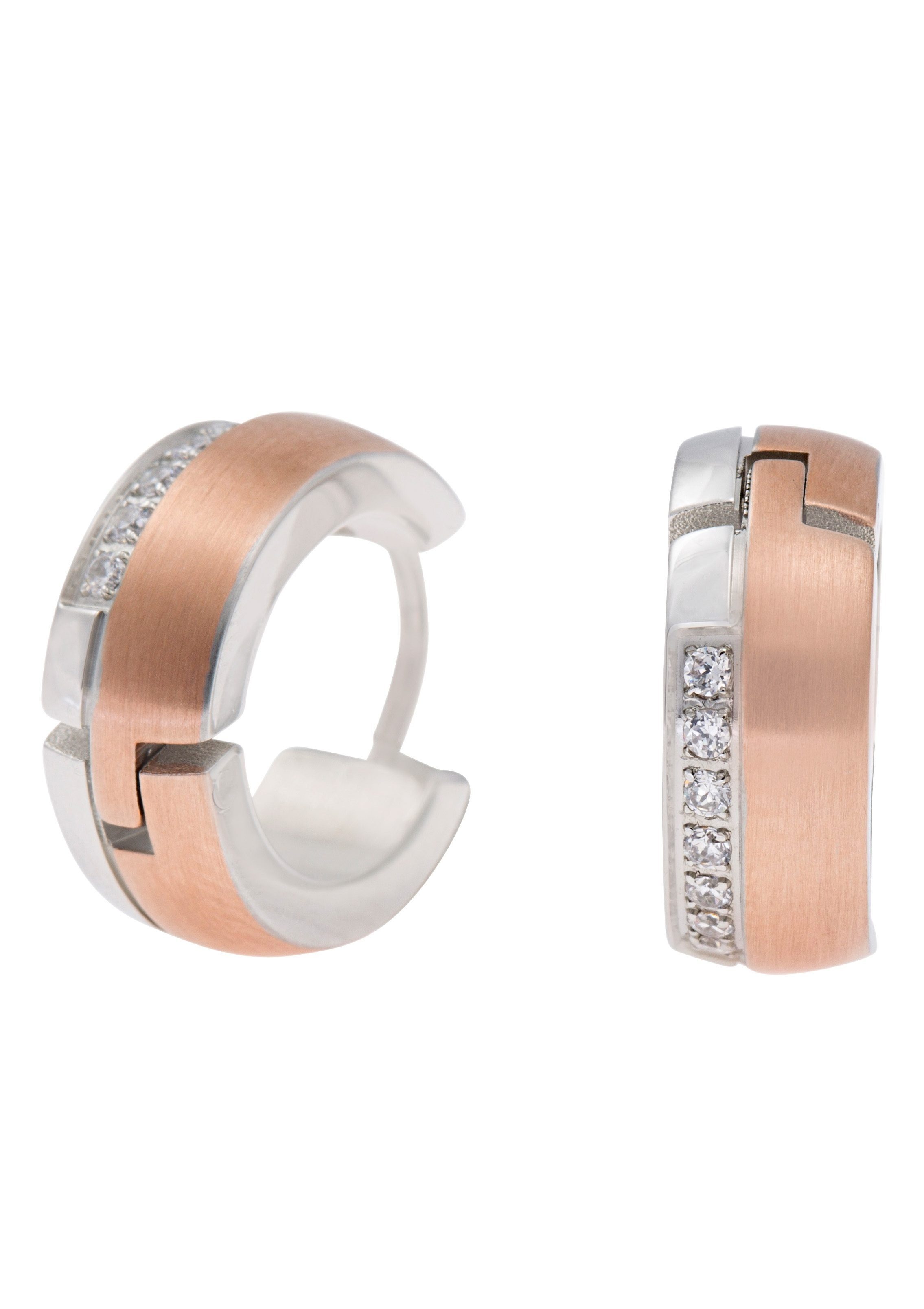 Firetti Paar Creolen Schmuck Geschenk Ohrschmuck bicolor glitzernd, mit Zirkonia (synth)