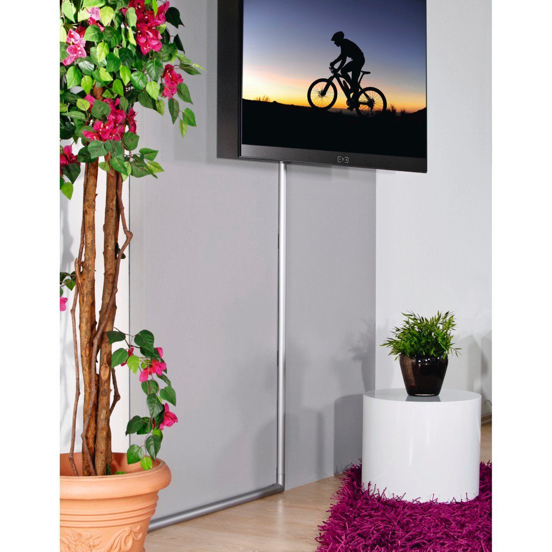 Hama Kabelkanal Aluminium Kabelführung zum Schrauben oder Kleben für 5 Kabel, halbrund, Kabelmanagement, 110 cm Länge