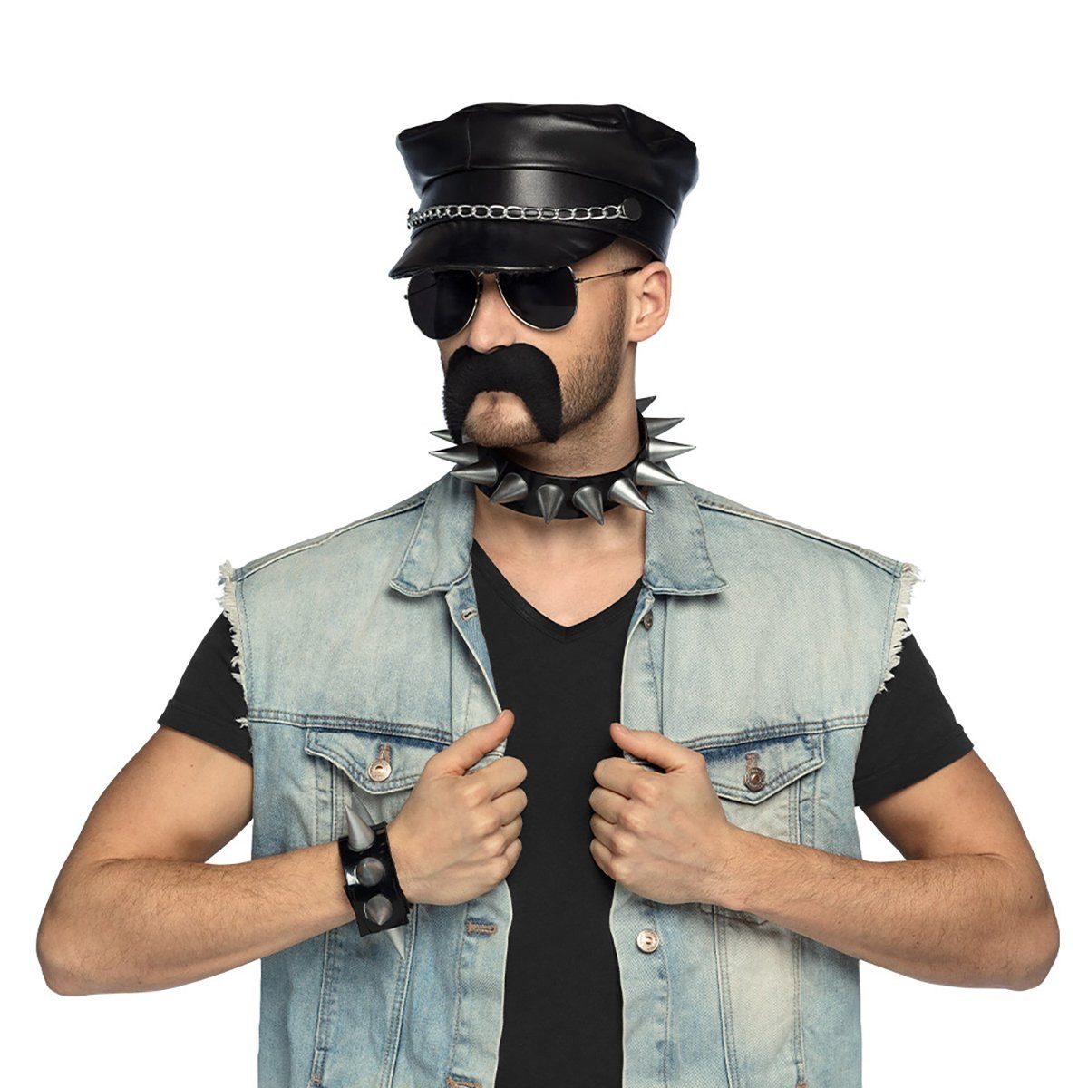 Boland Kostüm Gay Biker Accessoire-Set, Damit wirst Du zum ganz harten 80er Jahre Rocker!