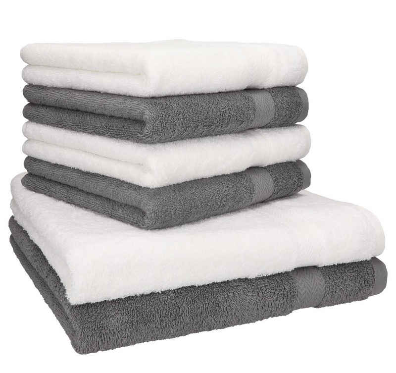 Betz Handtuch Set 6-TLG. Handtuchset Premium 2 Duschtücher 4 Handtücher, 100% Baumwolle, (Set, 6-tlg), Farbe weiß & anthrazit