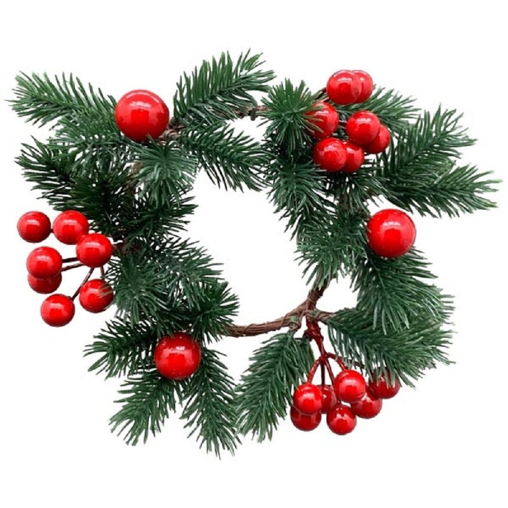 Exner GmbH Garten- & Wohnaccessoires Dekokranz Exner, Tannen Kranz mit Beeren ArtificialNature, PE, Ø 20 cm, 258583