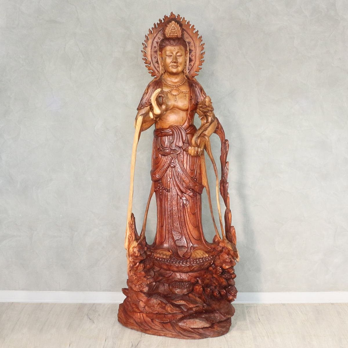 Oriental Galerie Dekofigur Guanyin Guan Yin Holz Figur Skulptur 153 cm (1 St), traditionelle Herstellung in Handarbeit im Ursprungsland