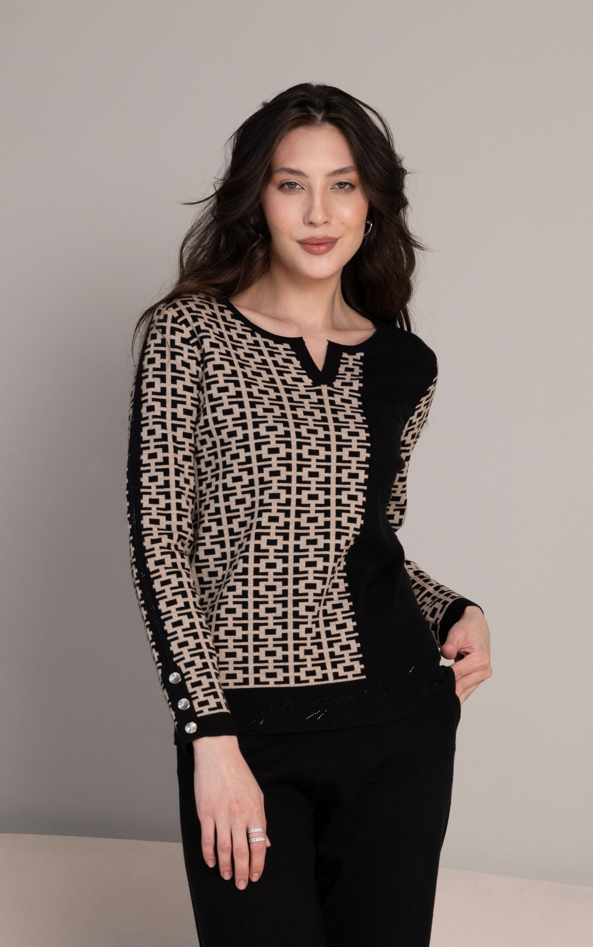 Passioni Strickpullover mit geometrischem Muster in günstig online kaufen