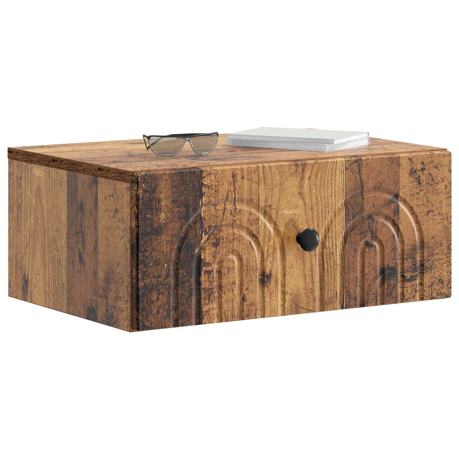 furnicato Kleiderschrank Nachttisch Set 2-teilig 49 x 34,5 x 20 cm Altholz Schubladenschrank mit viel Stauraum für Schlafzimmer und Wohnzimmer