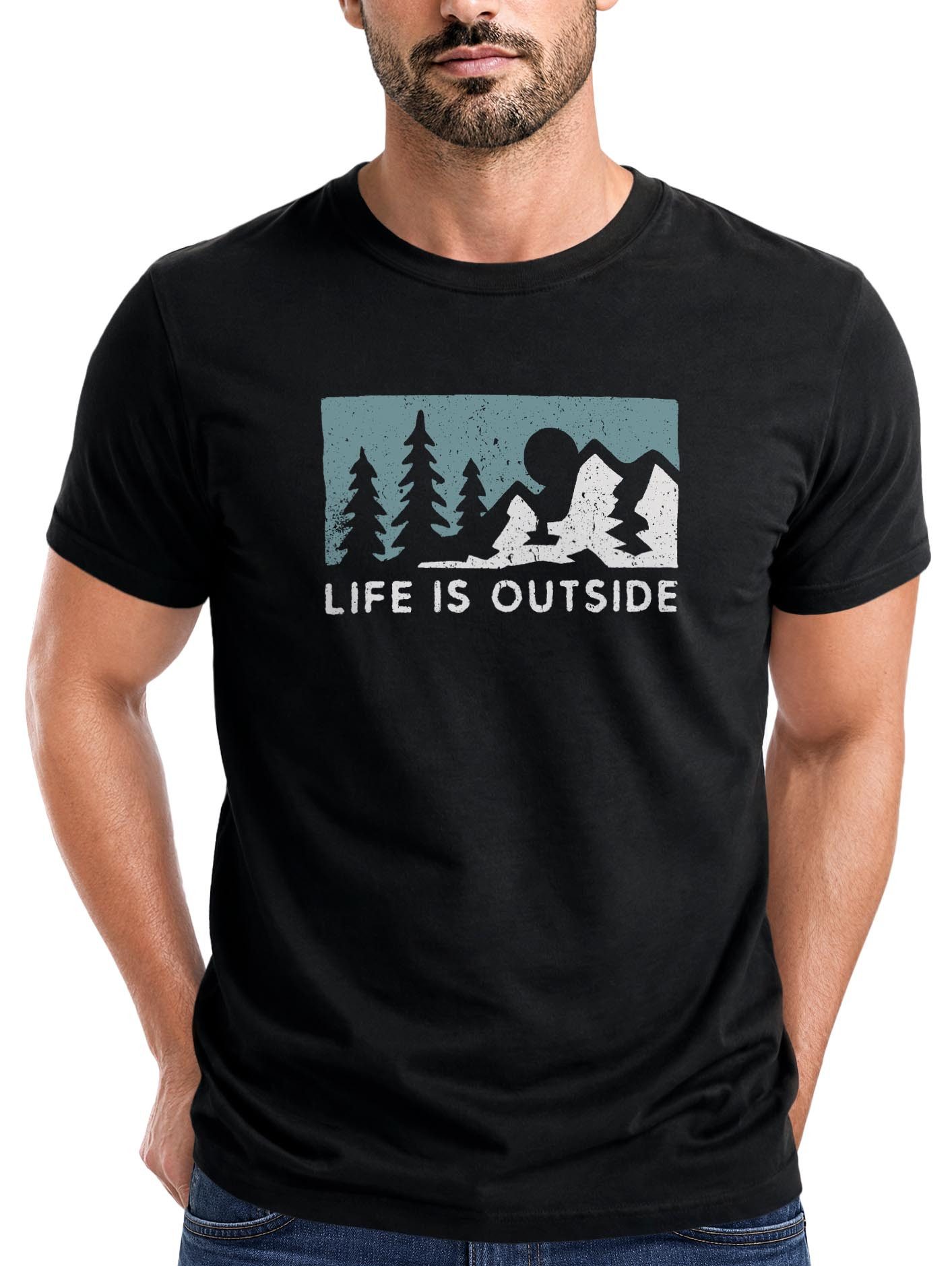 Print-Shirt Herren T-Shirt Outdoor Wandern Nautrliebhaber Life is outside