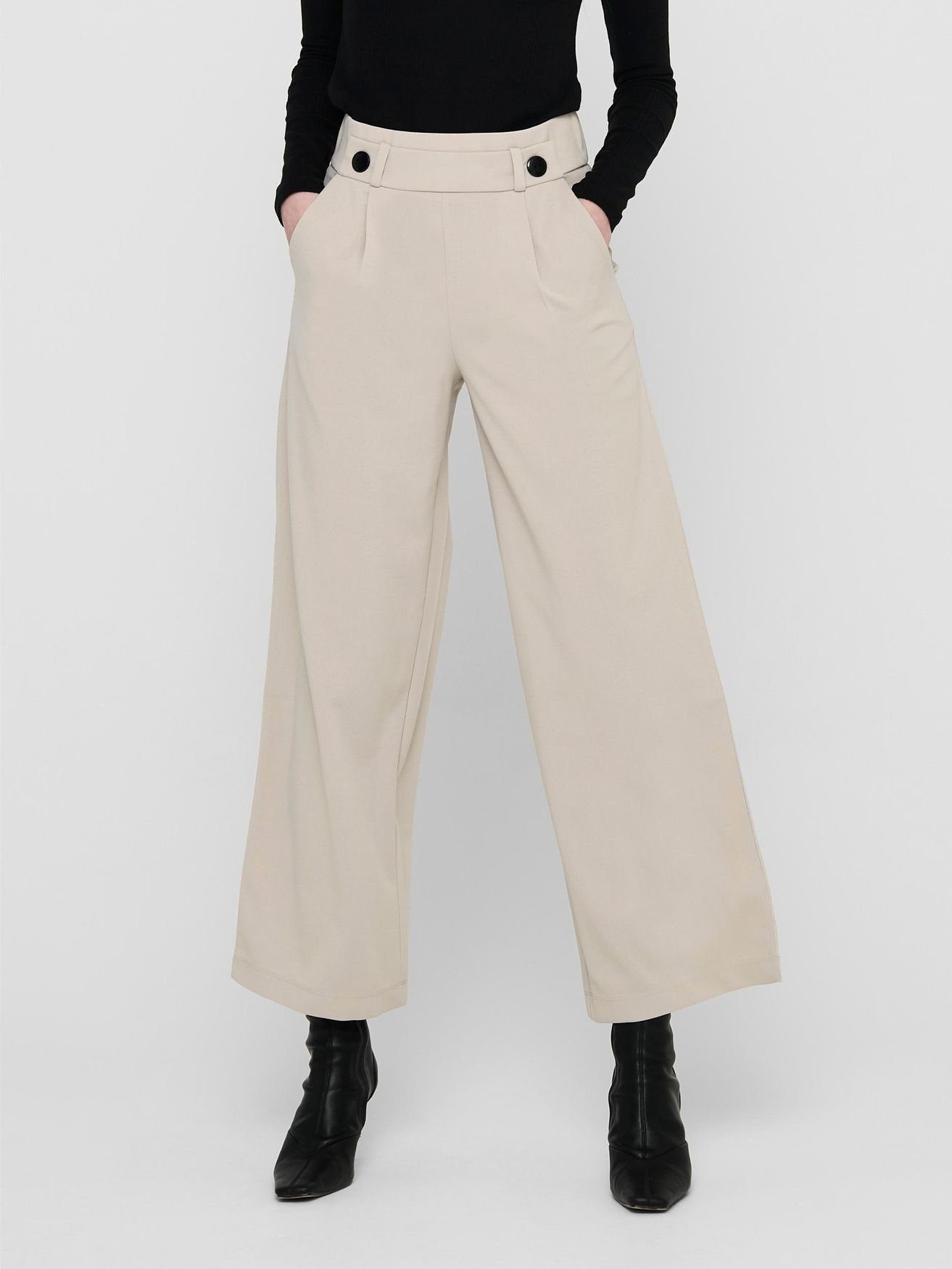 JACQUELINE de YONG Stoffhose Marlene Hose Schlupf Stoffhose GEGGO New Long Culotte Flare Pants (1-tlg) 3504 in Grau