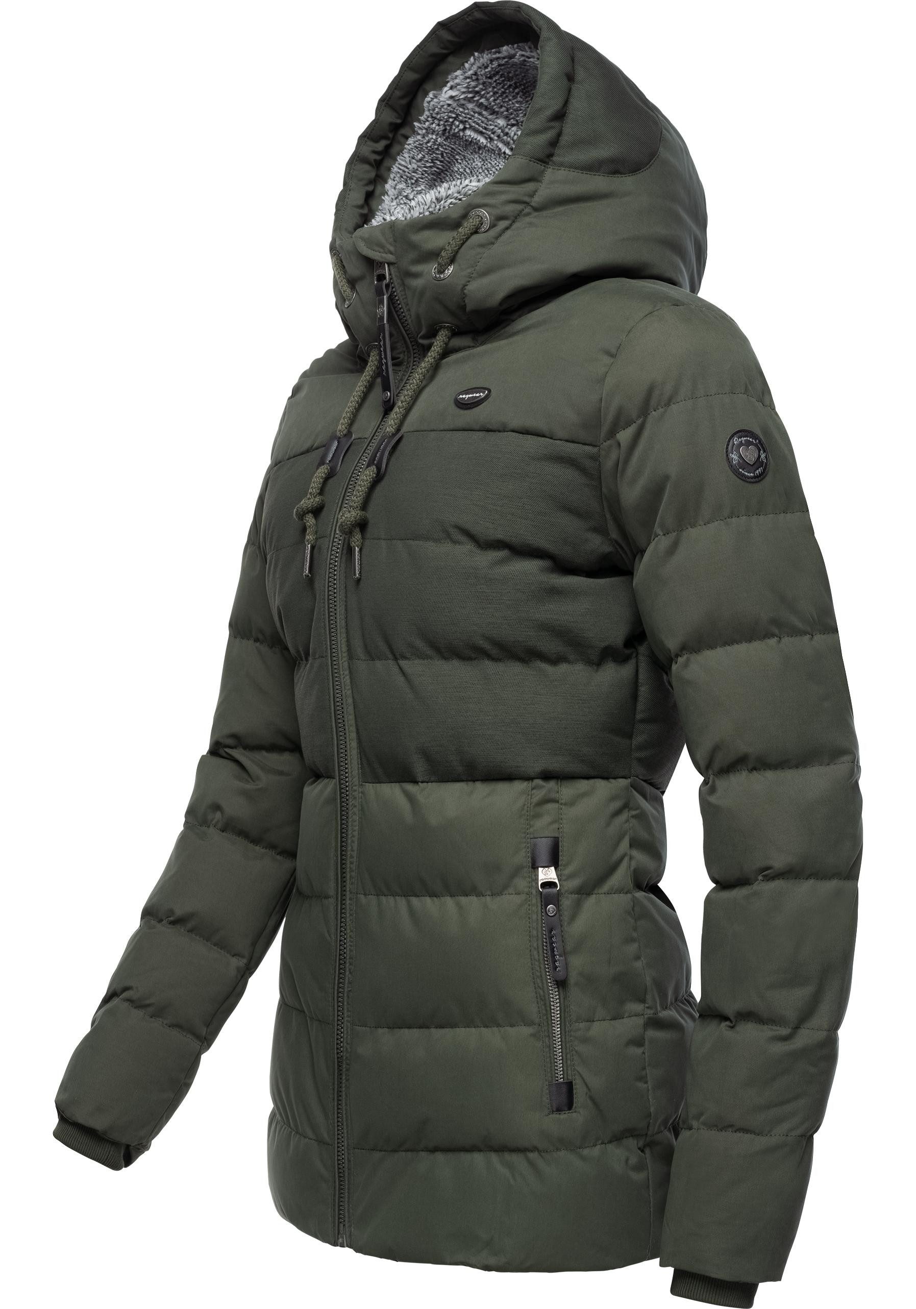 Ragwear Winterjacke Quantic stylische Steppjacke mit Teddyfell-Kapuze günstig online kaufen