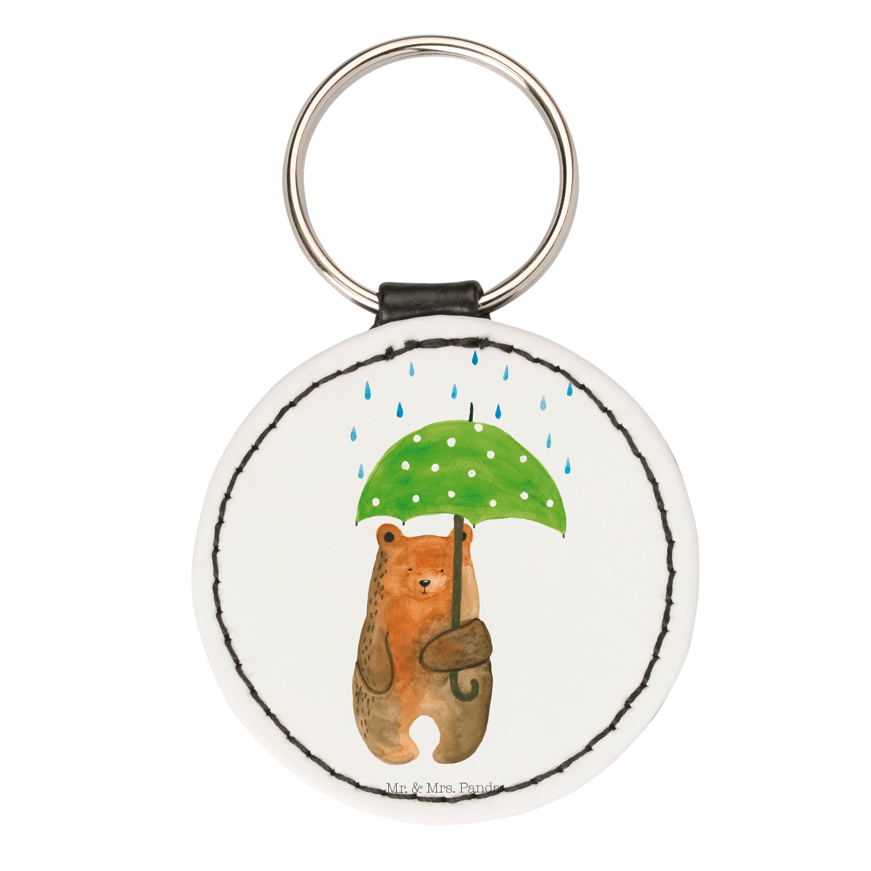 Mr. & Anhä (1-tlg) mit - - Schlüsselanhänger Regenschirm Mrs. Panda Geschenk, Bär Weiß Schlüsselanhänger, Liebe