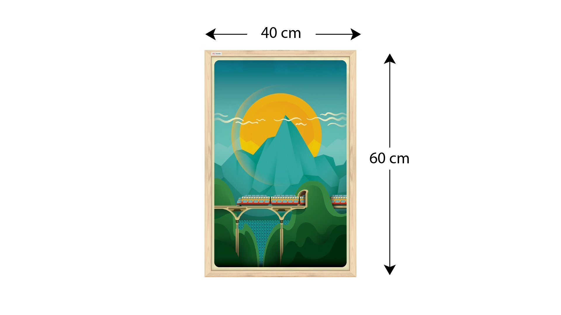 ALLboards Magnettafel Whiteboard Schreibtafel Bild für Kinder, 60x40cm im Naturholzrahmen