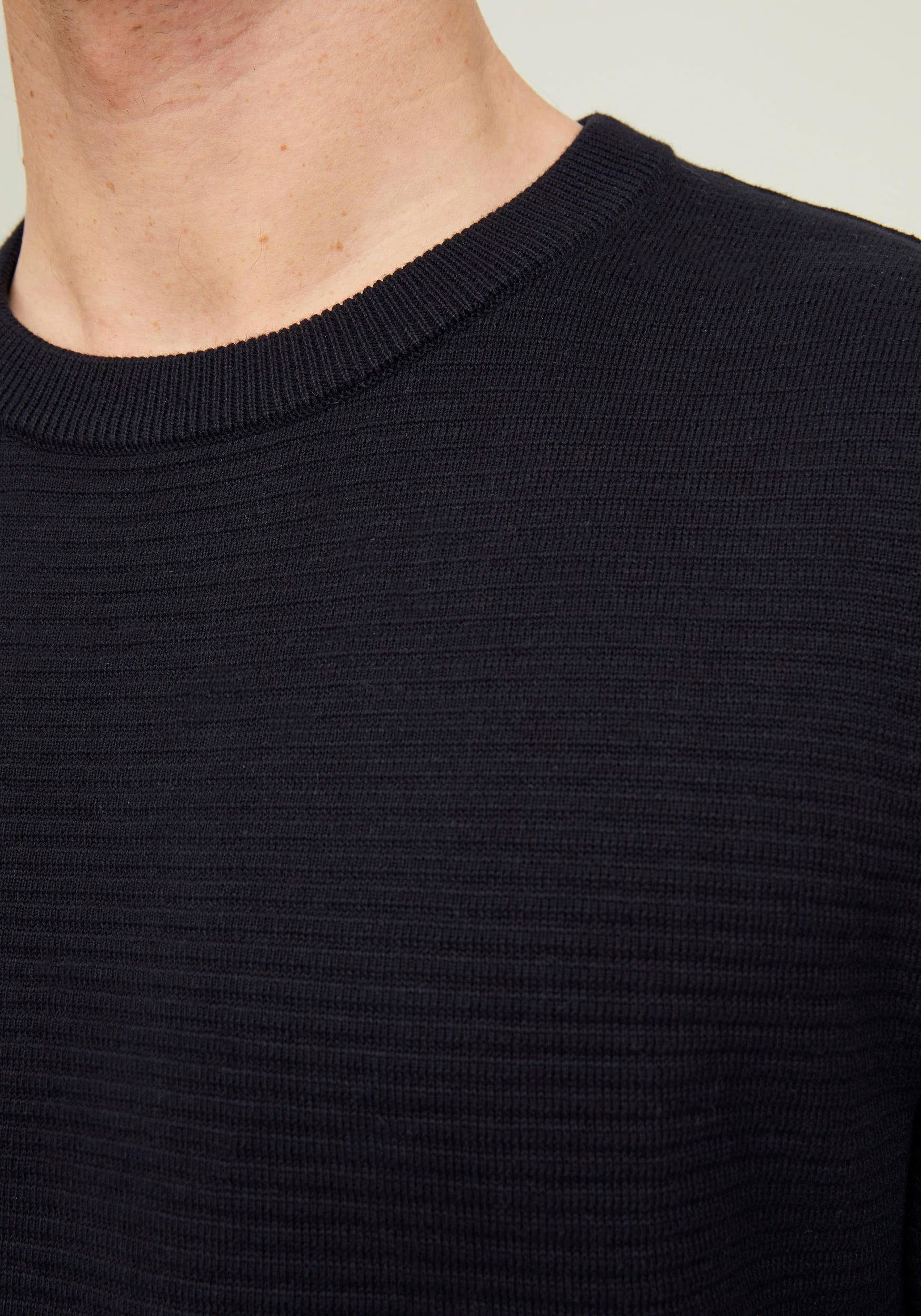 Jack & Jones Rundhalspullover HILL NECK ROLL schwarz KNIT