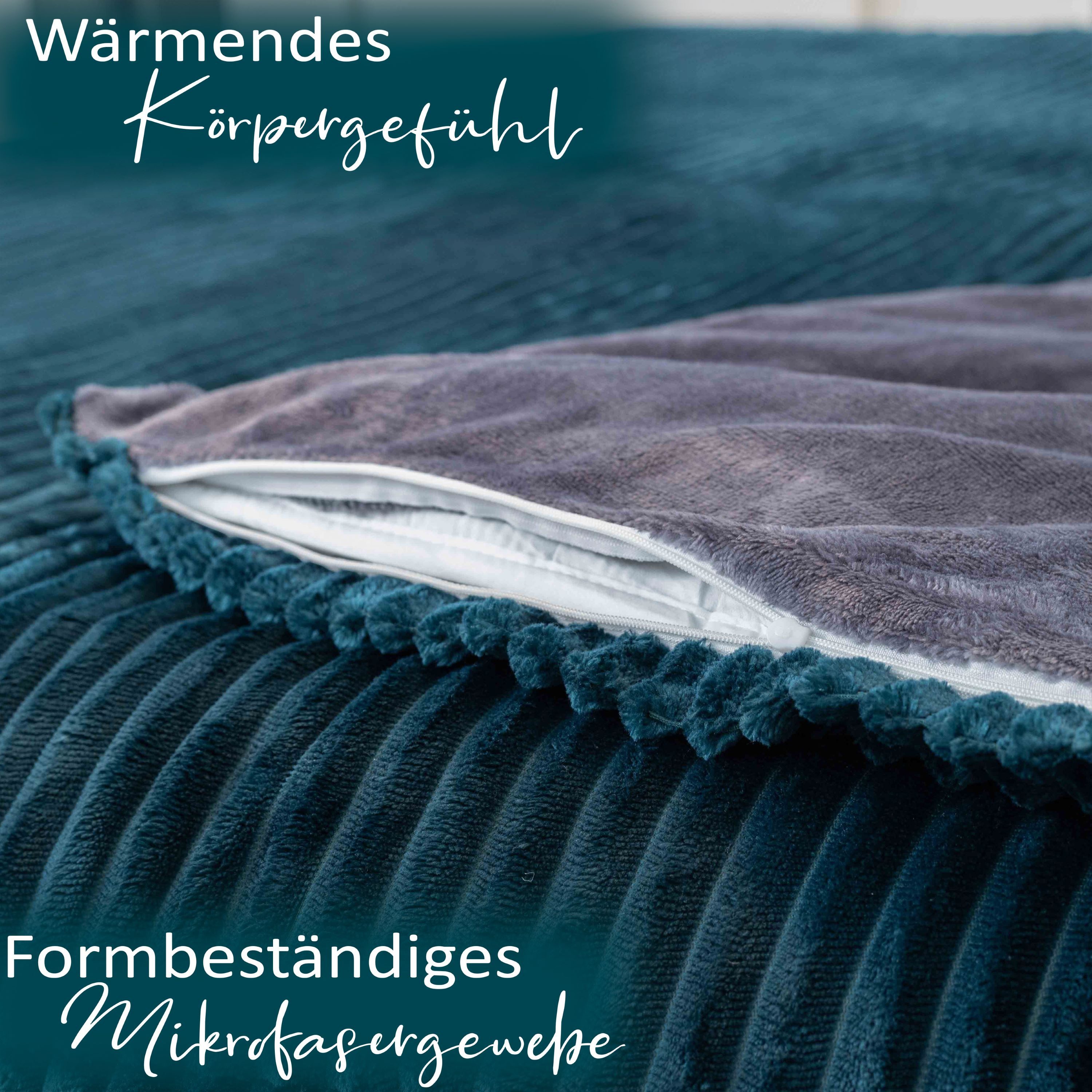Leonado Vicenti Bettwäsche Teddyplüsch Cord Optik, Fleece, 3 teilig, extra warm und kuschelig, Winterbettwäsche Cashmere Touch