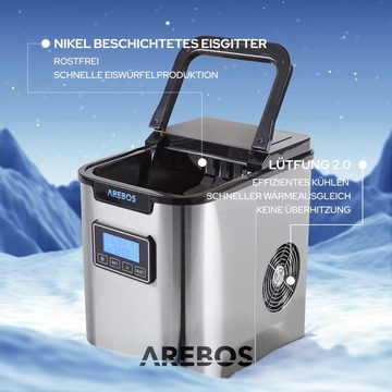 Arebos Eiswürfelmaschine Ice Cube Maker, 12 kg / 24 h, 10-15 Minuten Produktionszeit