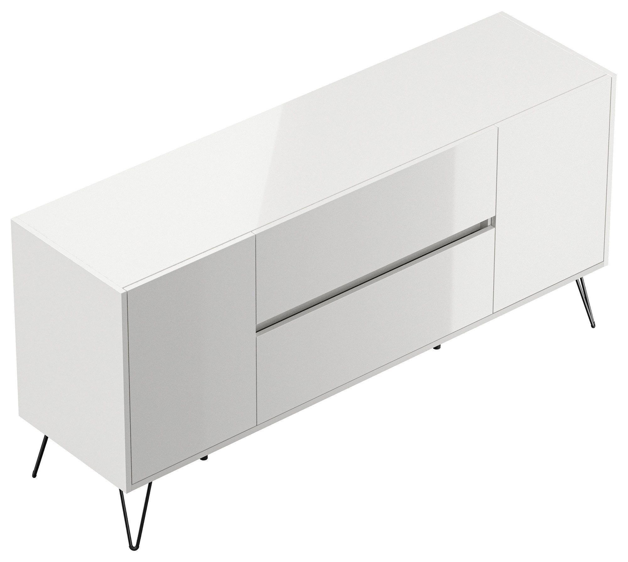 Magnolia Home Sideboard Sideboard Yako 155cm 2 SoftClose 2 Türen Weiß hochglanz – Bild 5 von 5