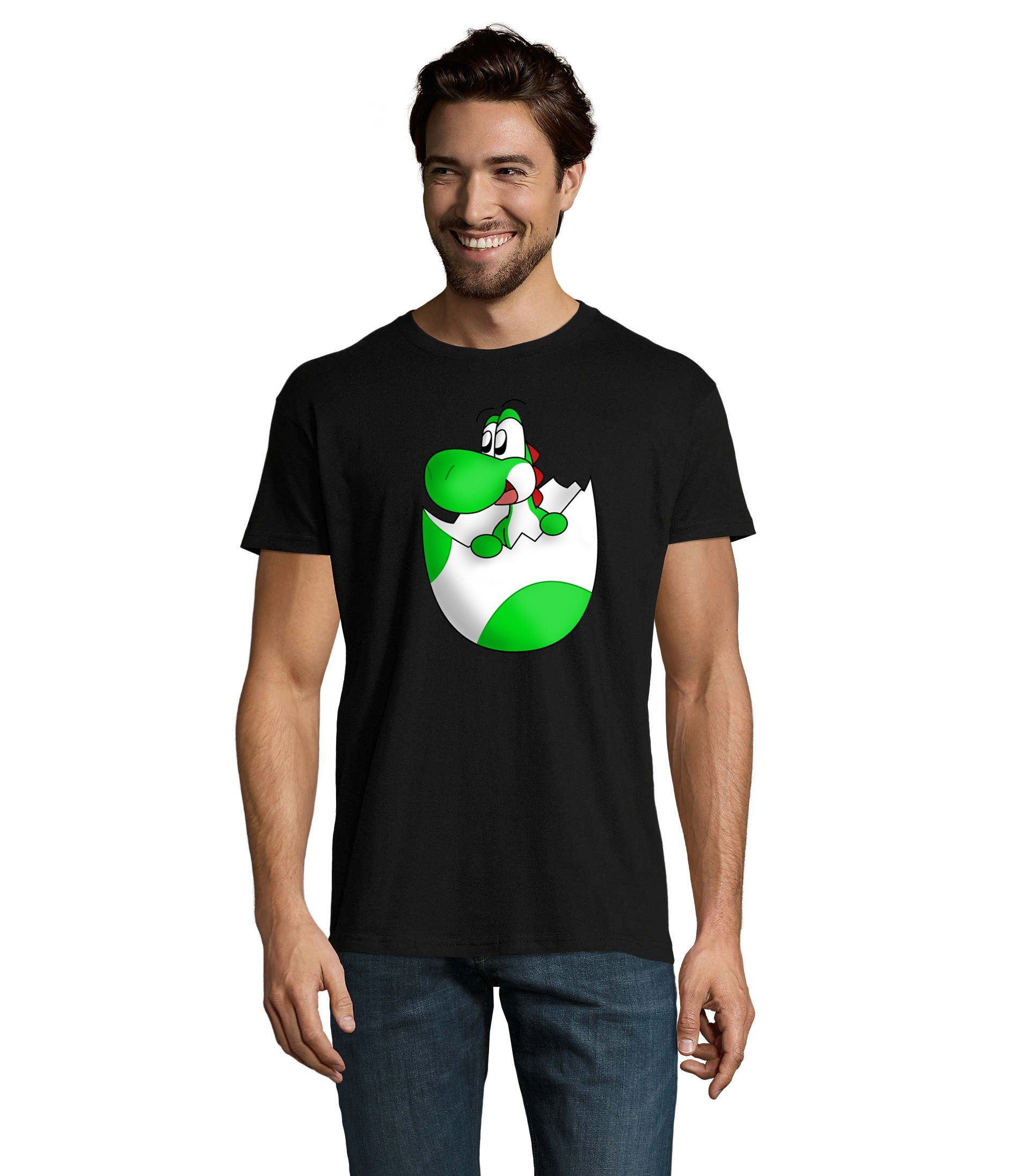 & Yoshi Baby Spiel Gaming T-Shirt Schwarz Brownie Blondie Herren Nintendo Konsole Ei Mario