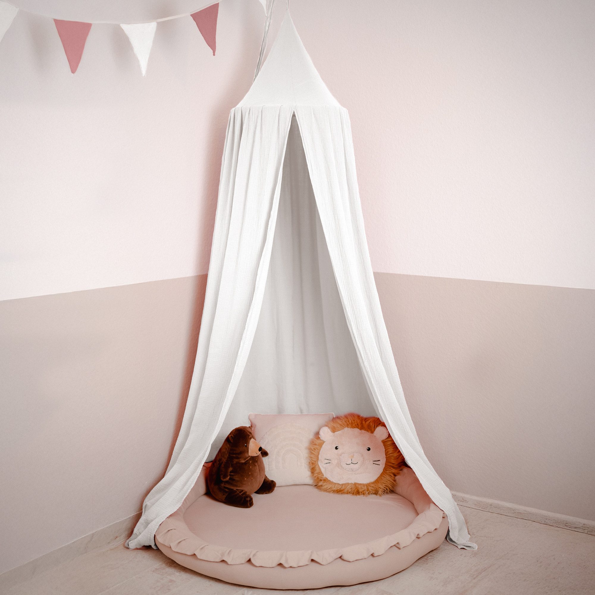 lilimaus Betthimmel Baldachin für Kinderzimmer aus 100% Musselin - handgenäht (1-tlg), Rückzugsort für Bett, Kuschelecke & Leseplatz - weicher Musselin