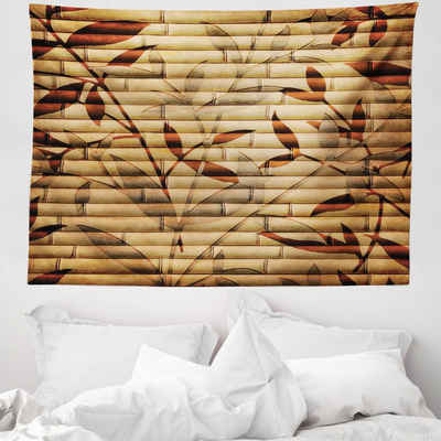 Wandteppich aus Weiches Mikrofaser Stoff Für das Wohn und Schlafzimmer, Abakuhaus, rechteckig, Beige Bambus-Blätter Bohemian