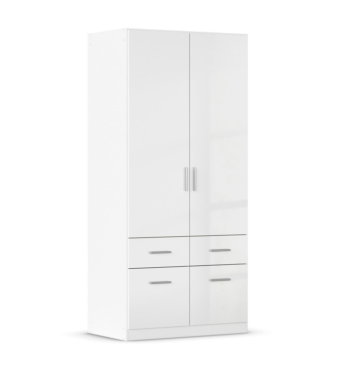 rauch Drehtürenschrank CELLE, Weiß Hochglanz, mit 2 Türen, mit 1 Kleiderstange, BxHxT 91 x 197 x 54 cm
