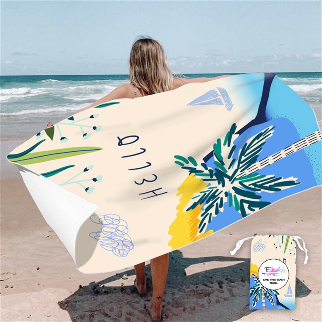 YOOdy~ Strandtücher Strandtuch,strandhandtuch (1-St), 80 x 160 cm,schnell trocknet Sonnenaufgang auf dem Meer