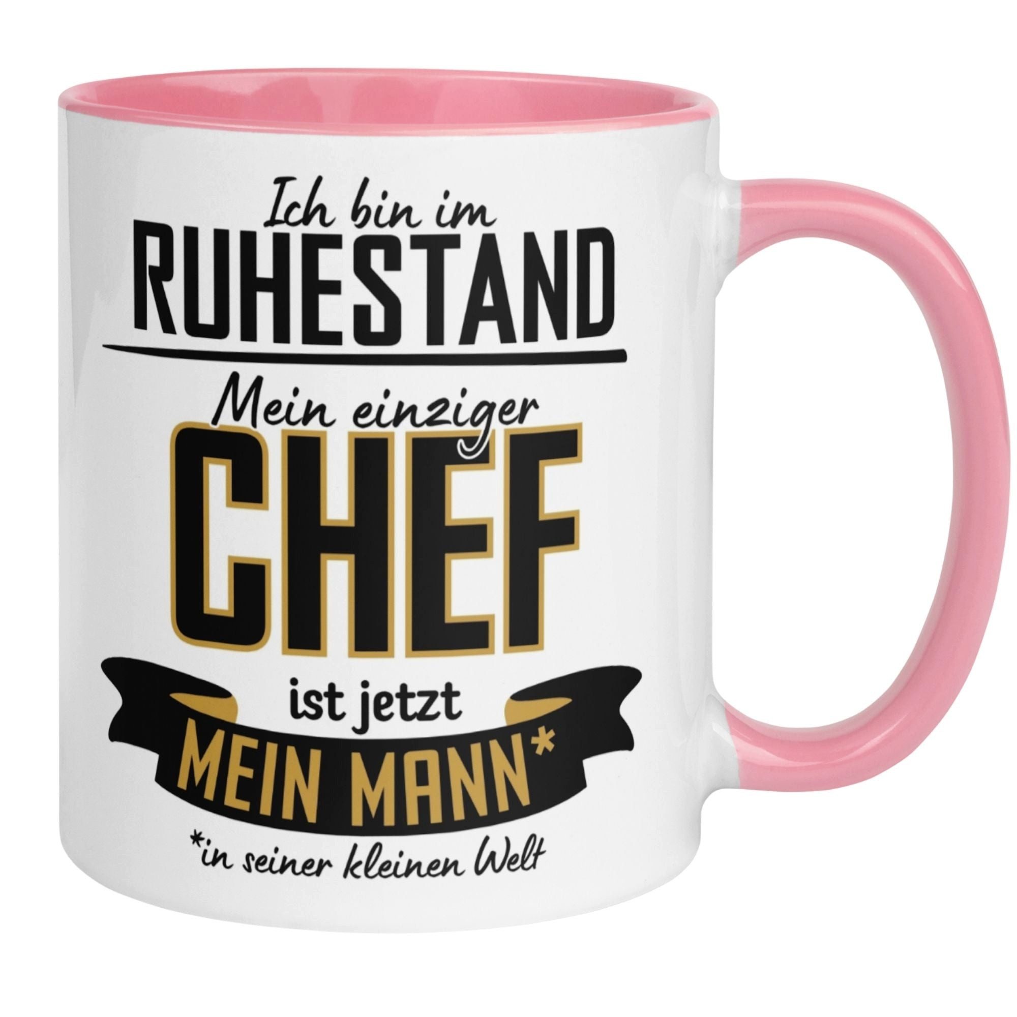 Momentals Tasse Rentnerin – „Mein einziger Chef ist jetzt mein Mann“ – Rente Frau, Gratis Versand · Links-&Rechtshänder · Spülmaschinenfest