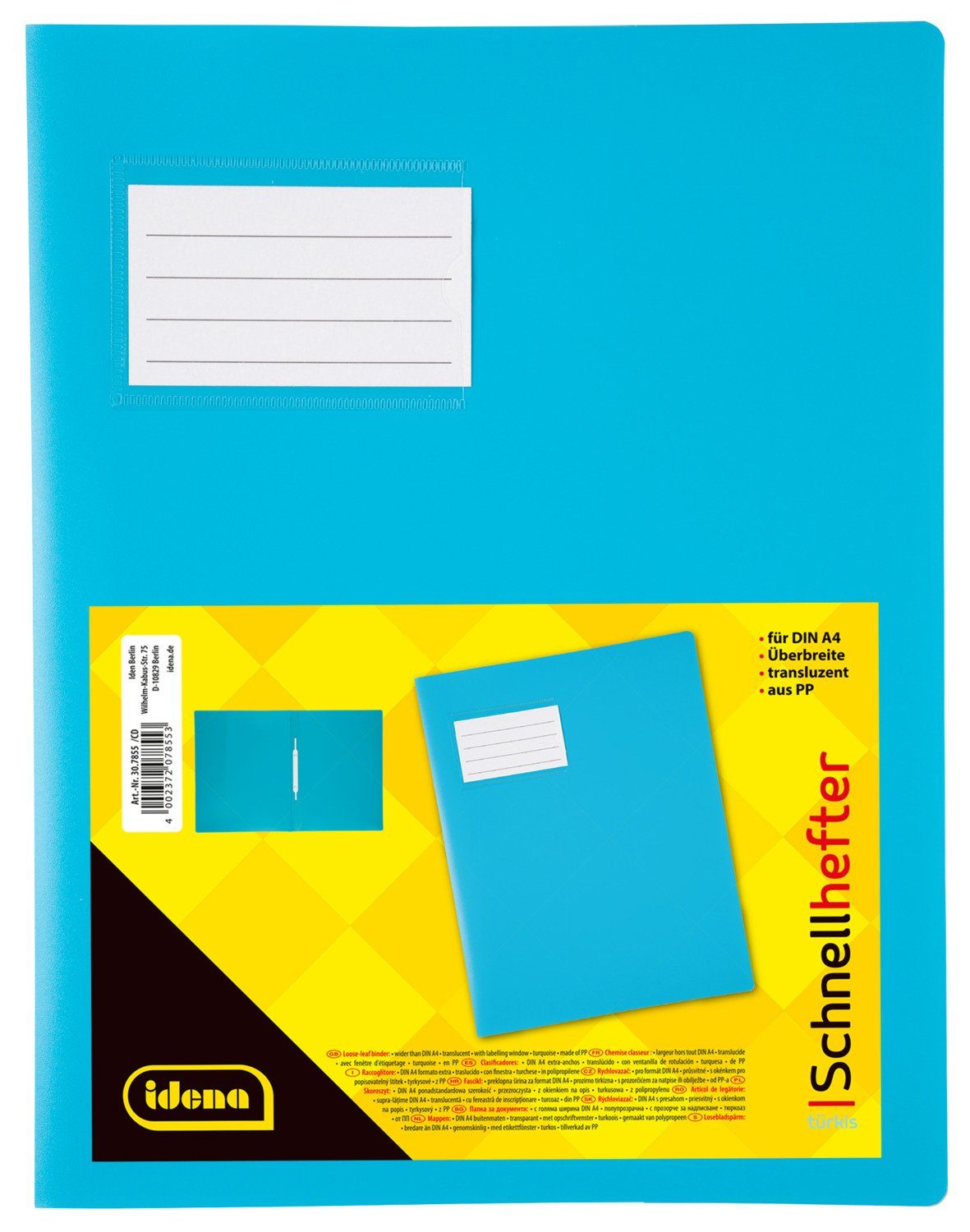 Idena Hefter Idena 307855 - Schnellhefter für DIN A4, mit Überbreite, aus Polypropy