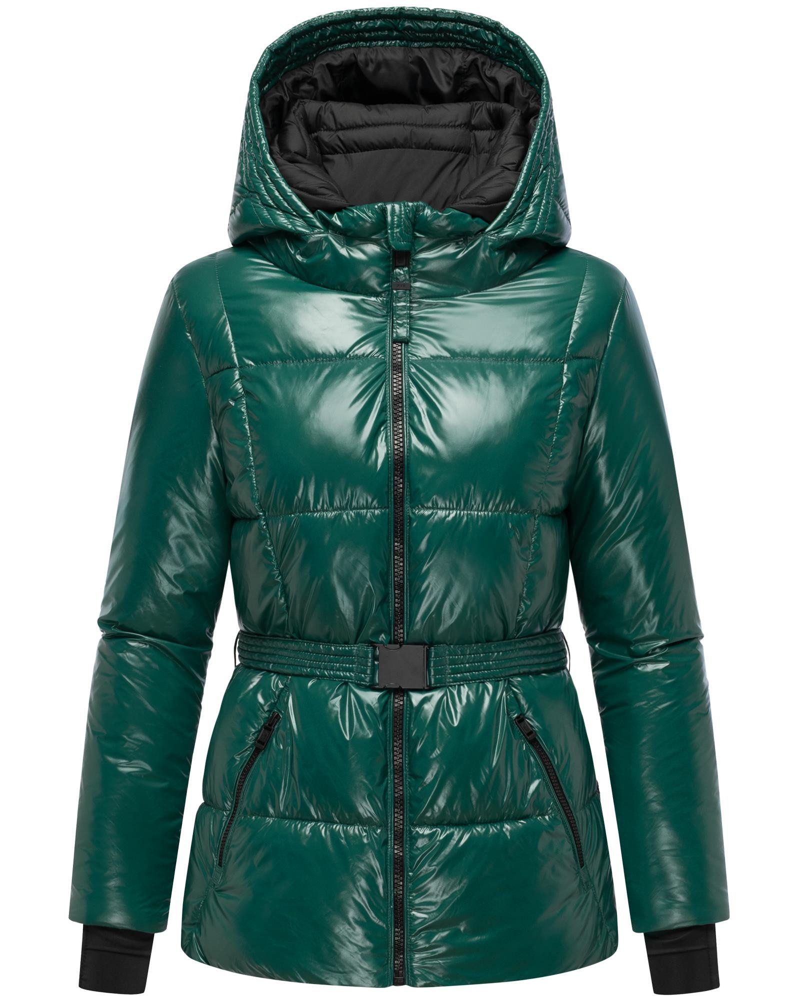 Navahoo Steppjacke Eisglanz 14 Glänzende Damen Winterjacke mit Taillengürtel